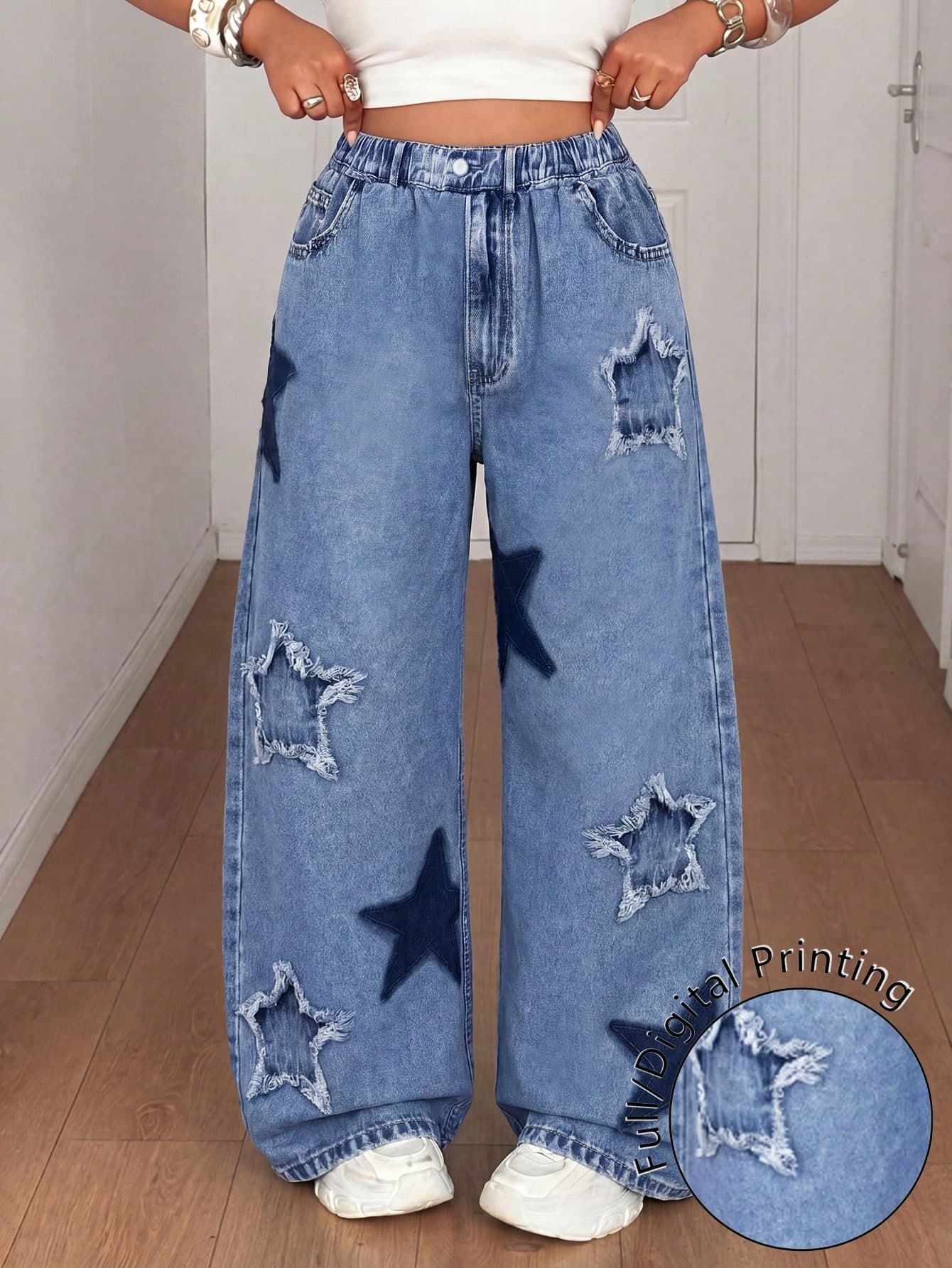 Maweii Casual Printed Minimalist Retro Street Loose Pants Fall