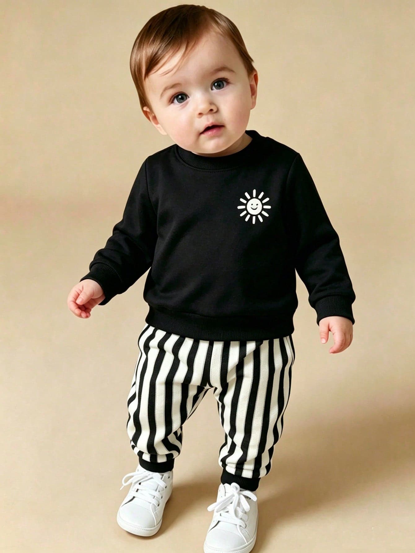 SHEIN Playful Pals 2pcs/Set Baby Boy Sweatshirt And Matching Sweatpants Autumn Outfit Comfortable Matching Family St