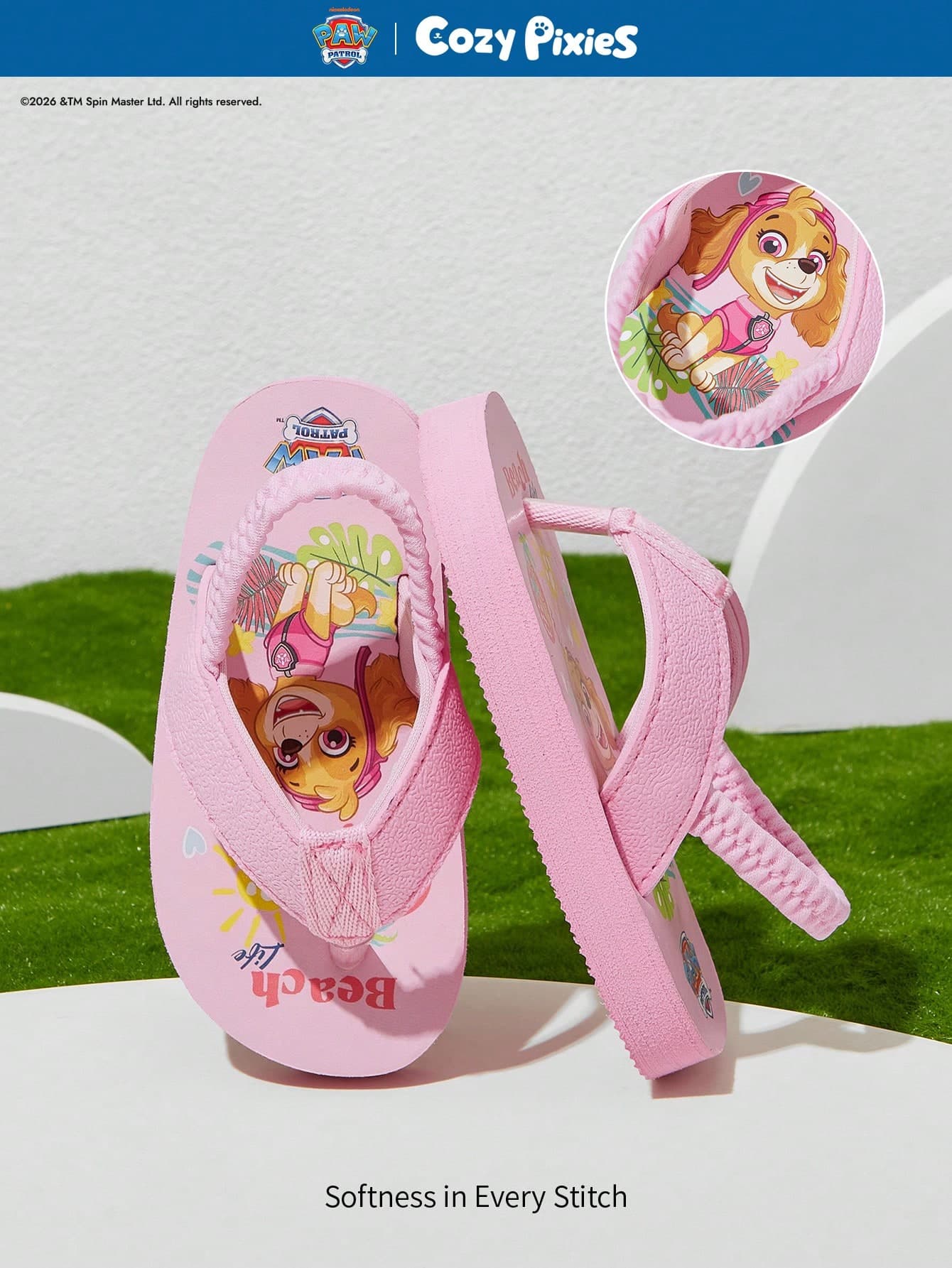 Cozy Pixies | PAW Patrol A Pair Of Summer Fashionable Versatile Beach Vacation Seaside Fun And Cute Flip-Flops With Elastic Heel With Baby Slippers, Light And Durable EVA Material, Can Be Worn Indoors And Outdoors