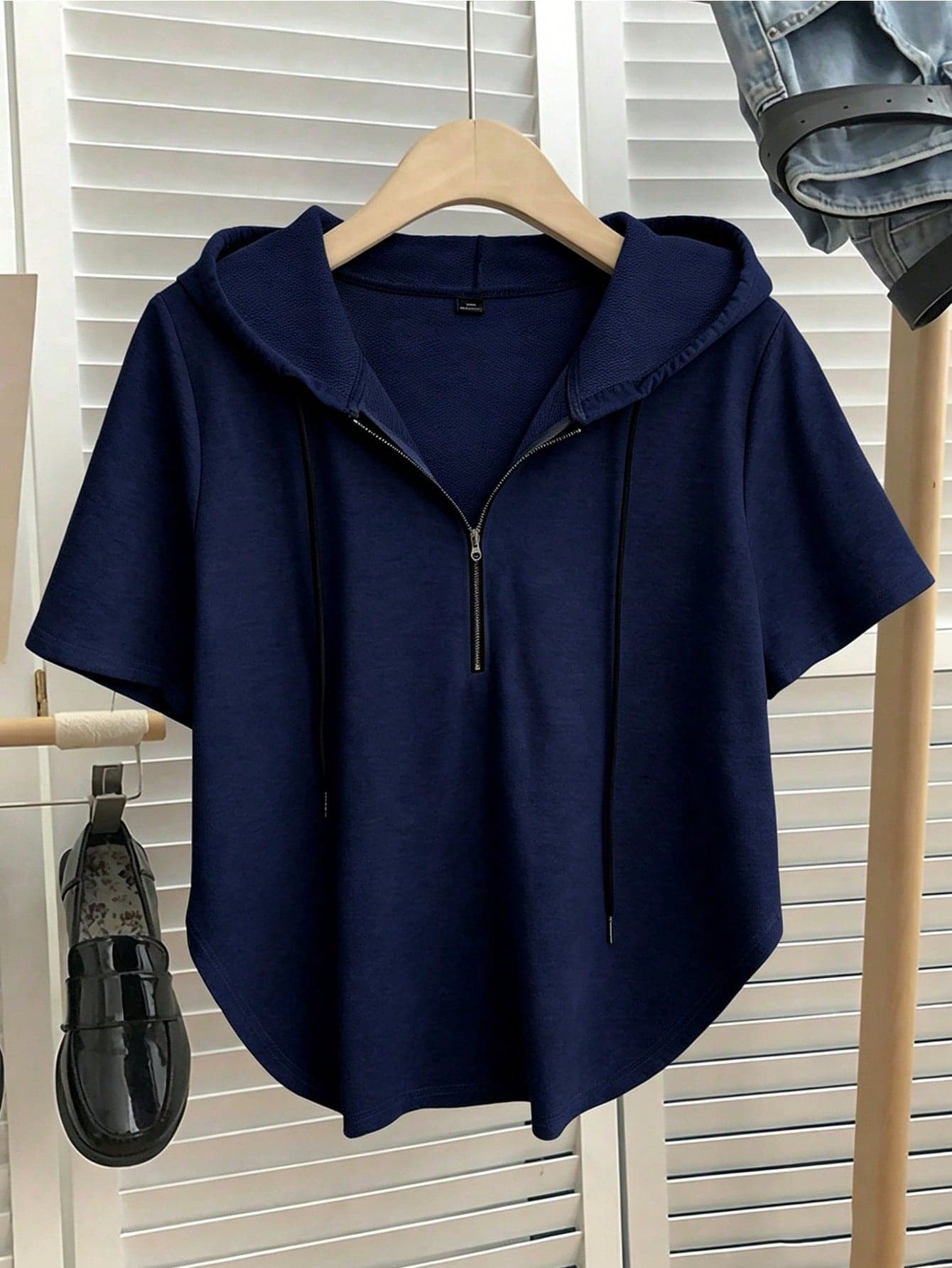 GlowEve CURVE Elegant And Casual Summer Sweatshirt In Plus Size Back-To-School Graduation Navy Blue