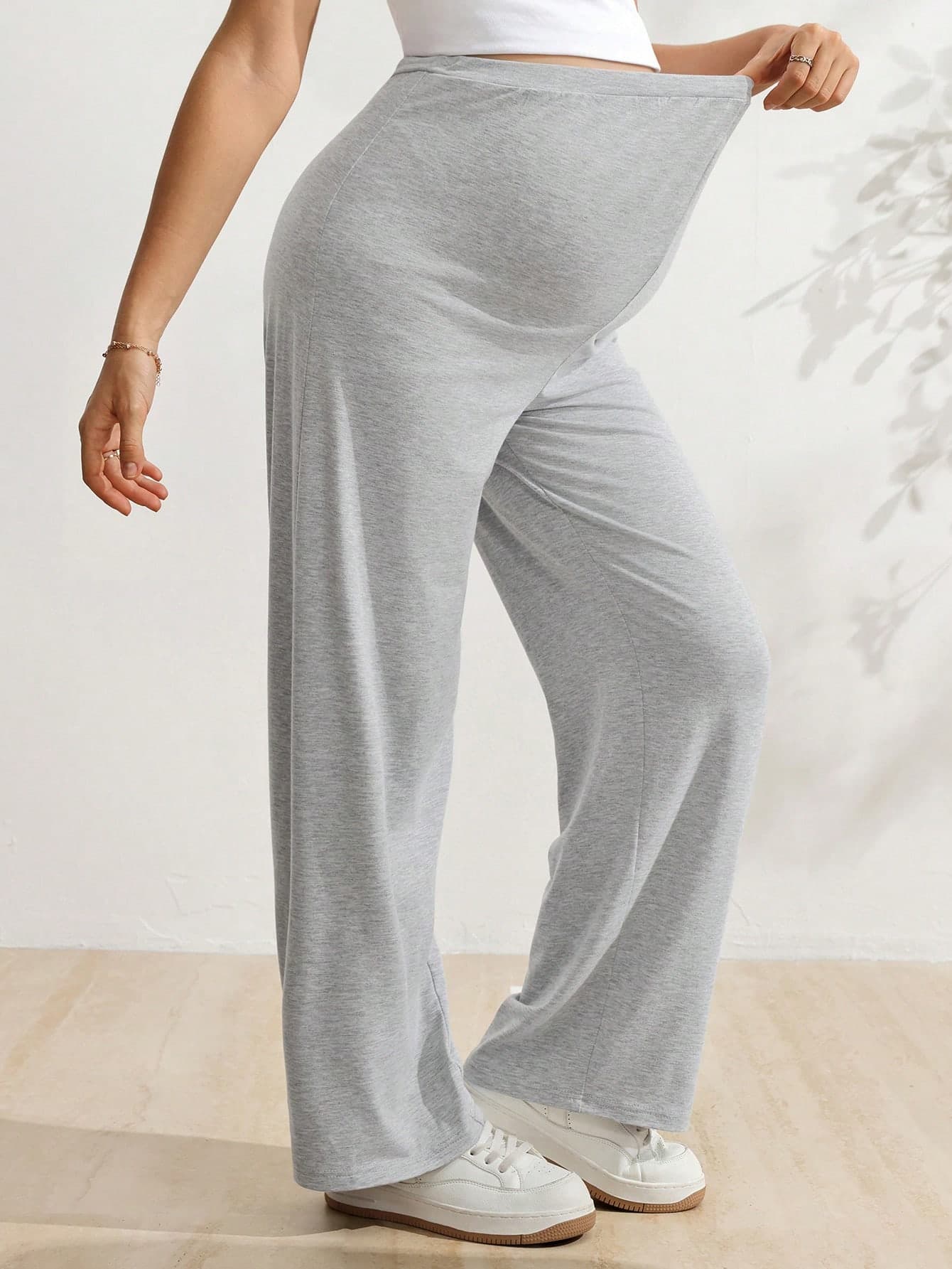 SHEIN Maternity Fashion Casual Adjustable Waist Loose Long Pants For Daily Wear Loungewear Spring Fall Lounge Lounge Fall