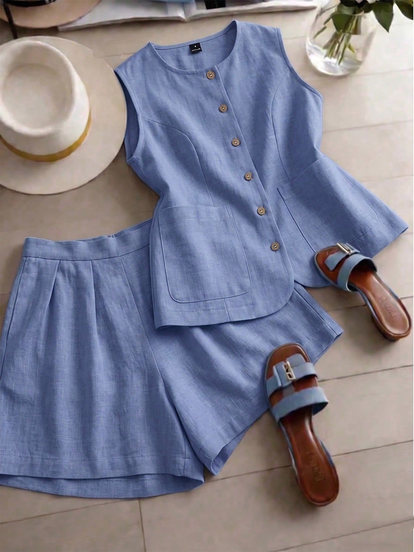 GlowEve Women's Summer Two Pieces Fashionable Trouser Set For Vacation, Travel And Commuting