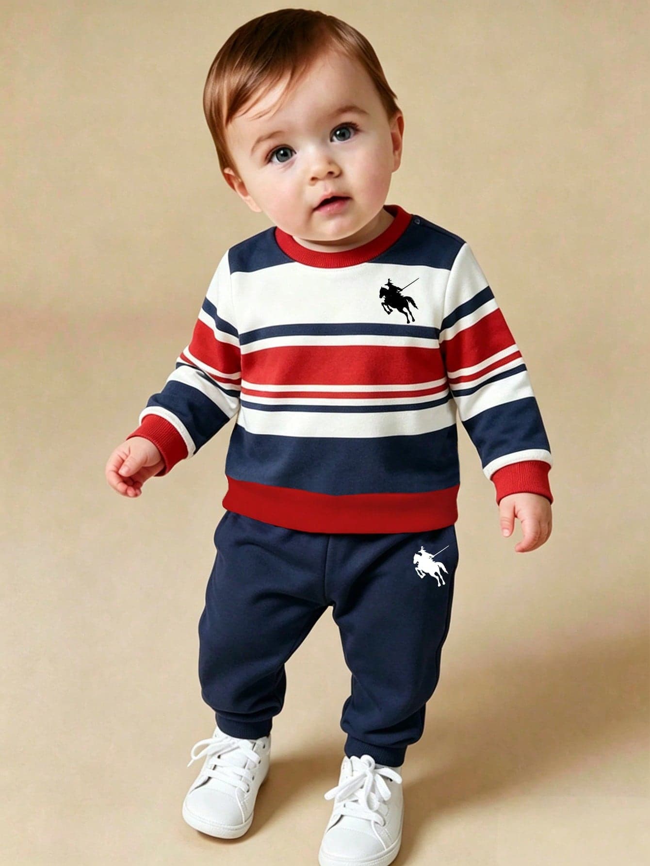 SHEIN Playful Pals 2pcs/Set Baby Boy Sweatshirt And Matching Sweatpants Autumn Outfit Comfortable Matching Family St