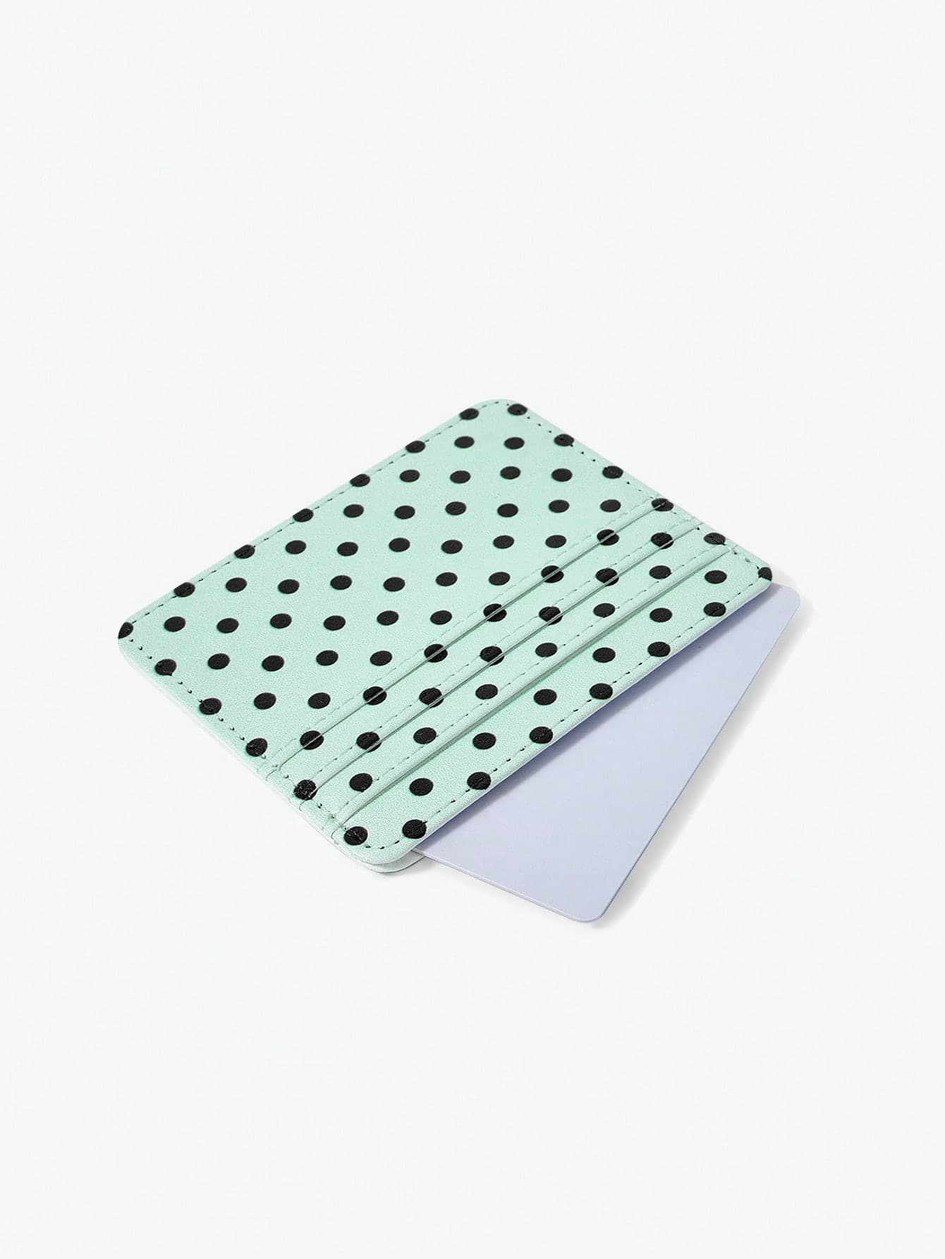 Viva Strut 1pc Mint Green-Brown Polka Dot Multi-Card Holder, Retro Polka Dot Light And Thin Card Bag, Small And Large Capacity