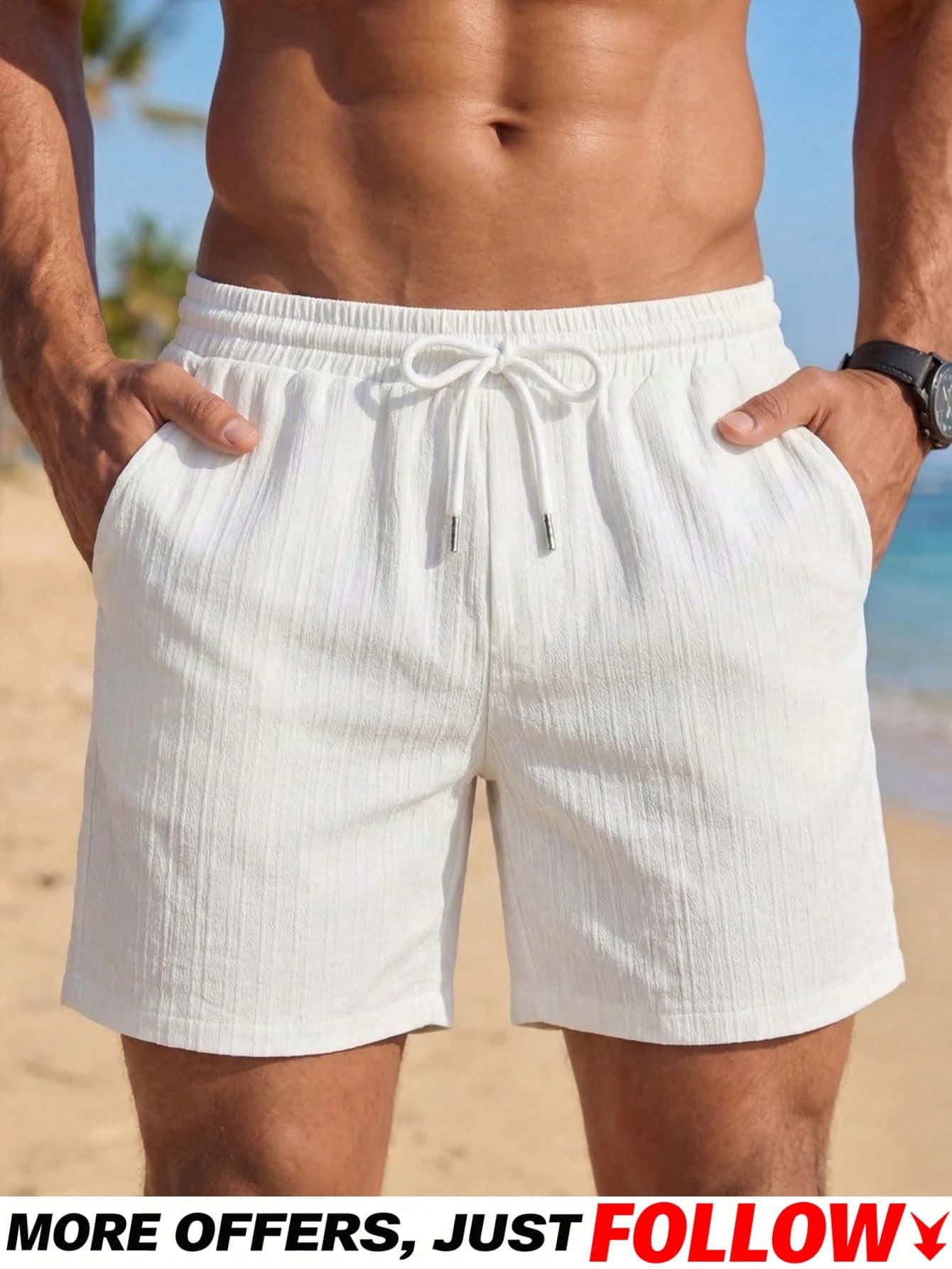 Manfinity RSRT Men's Solid Color Drawstring Waist Shorts With Pockets, Suitable For Summer Casual Shorts For Men, Holiday