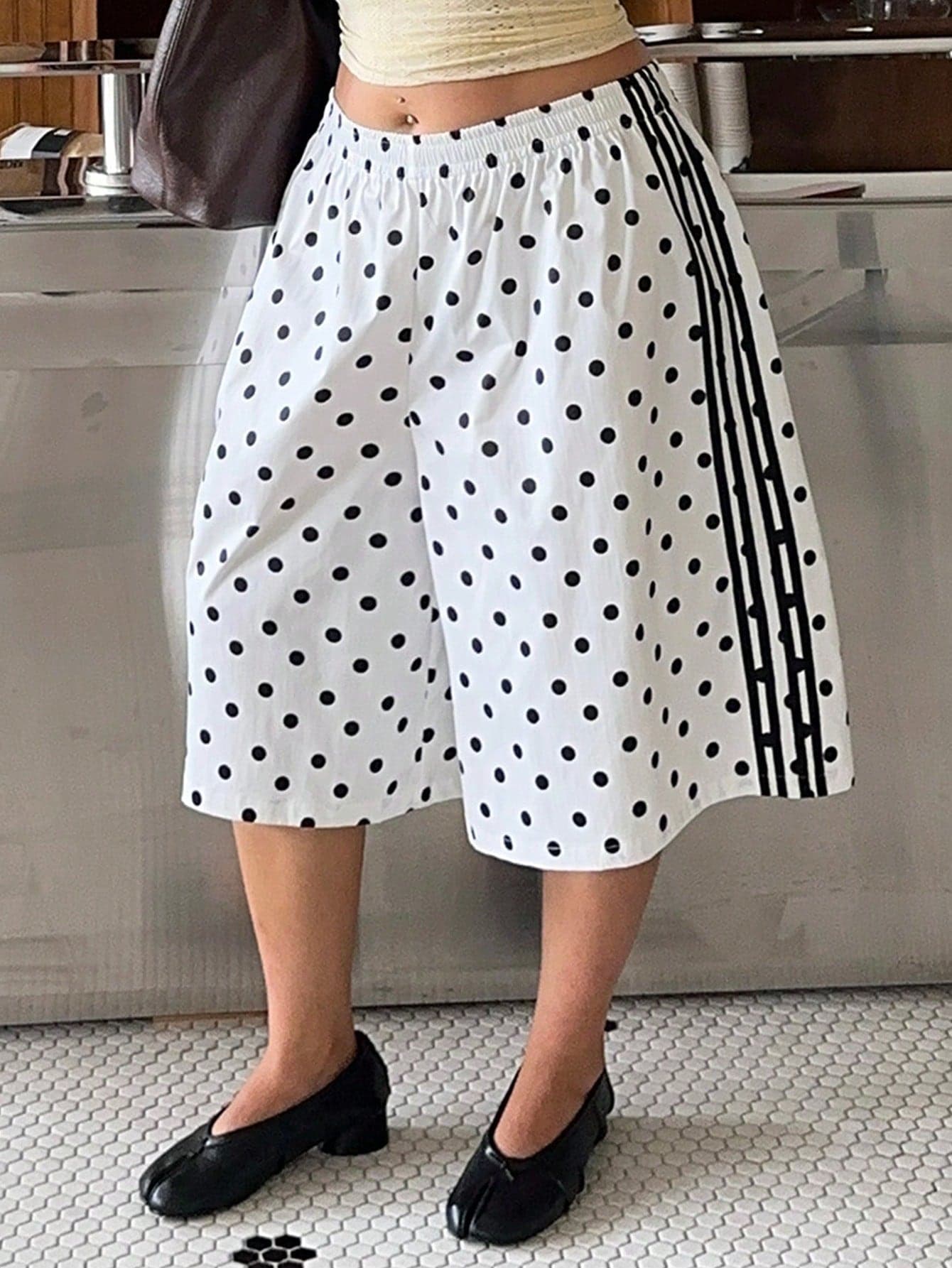 Muchica Plus Size Women's Polka Dot Casual Versatile Daily Outing Shorts