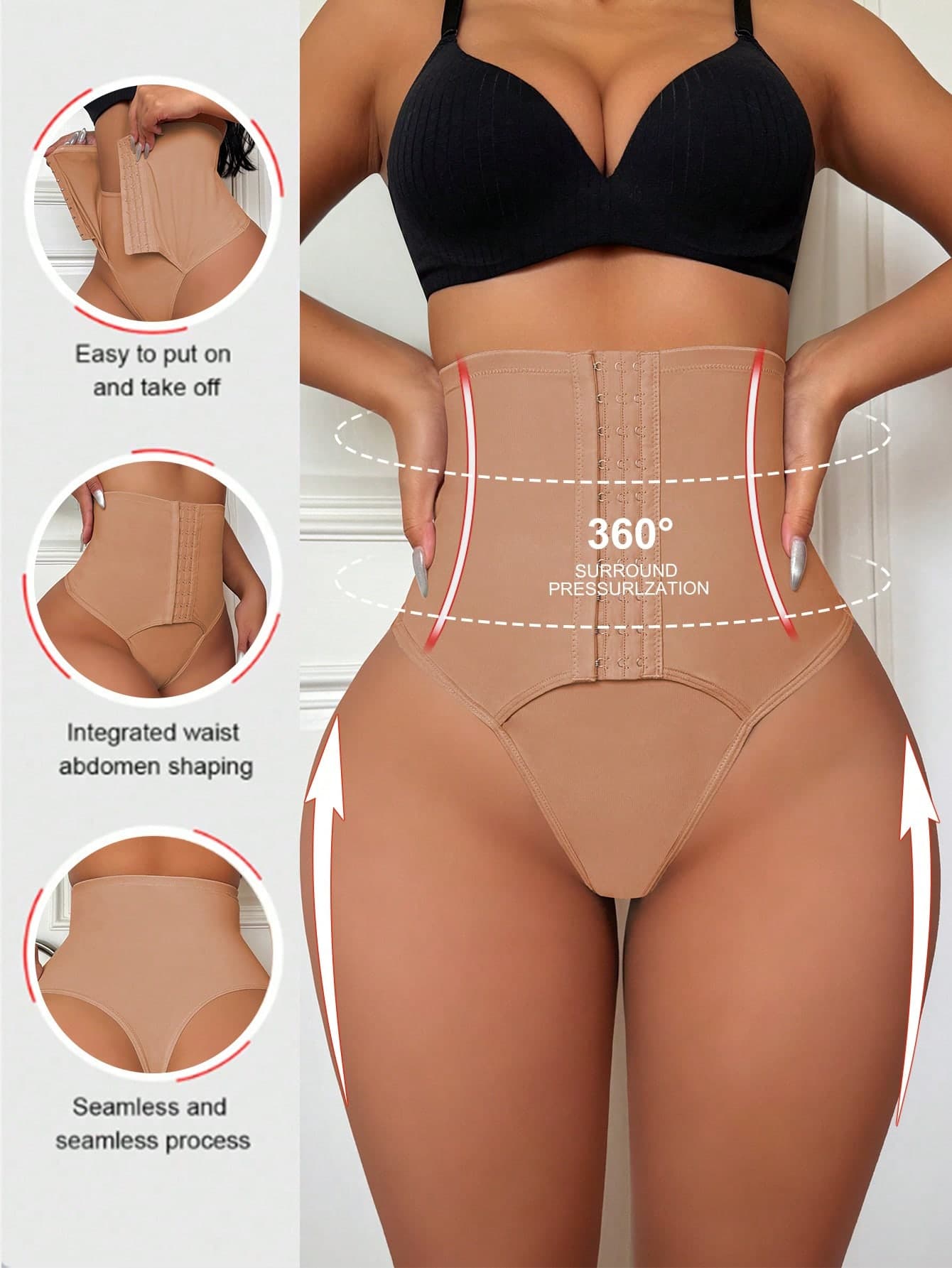 SHEIN Women High Waist Slimming Pants, Button Front G-String Panties