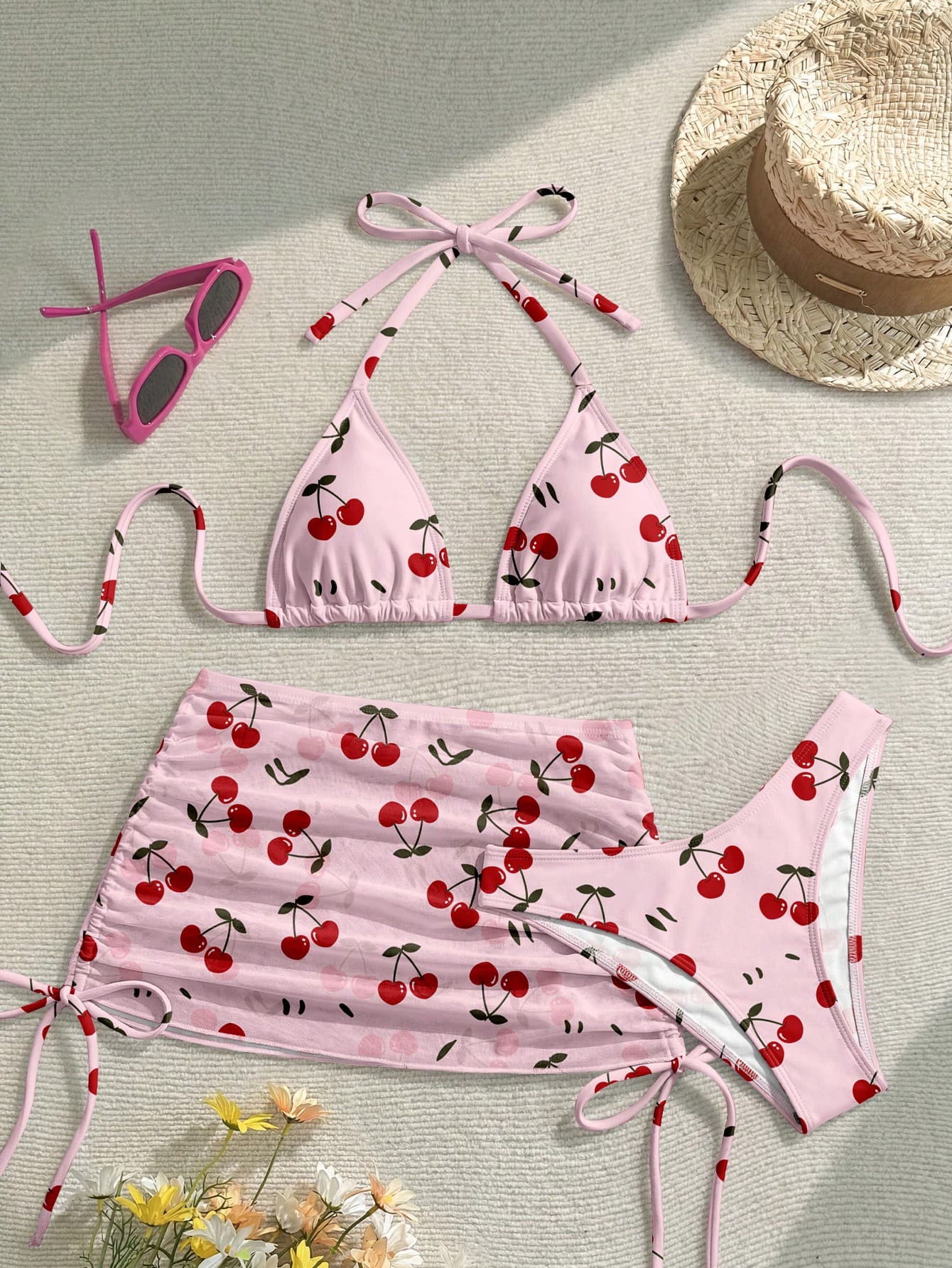 Soleia Women's Spaghetti Strap Pattern Print Bikini Vacation Style Set