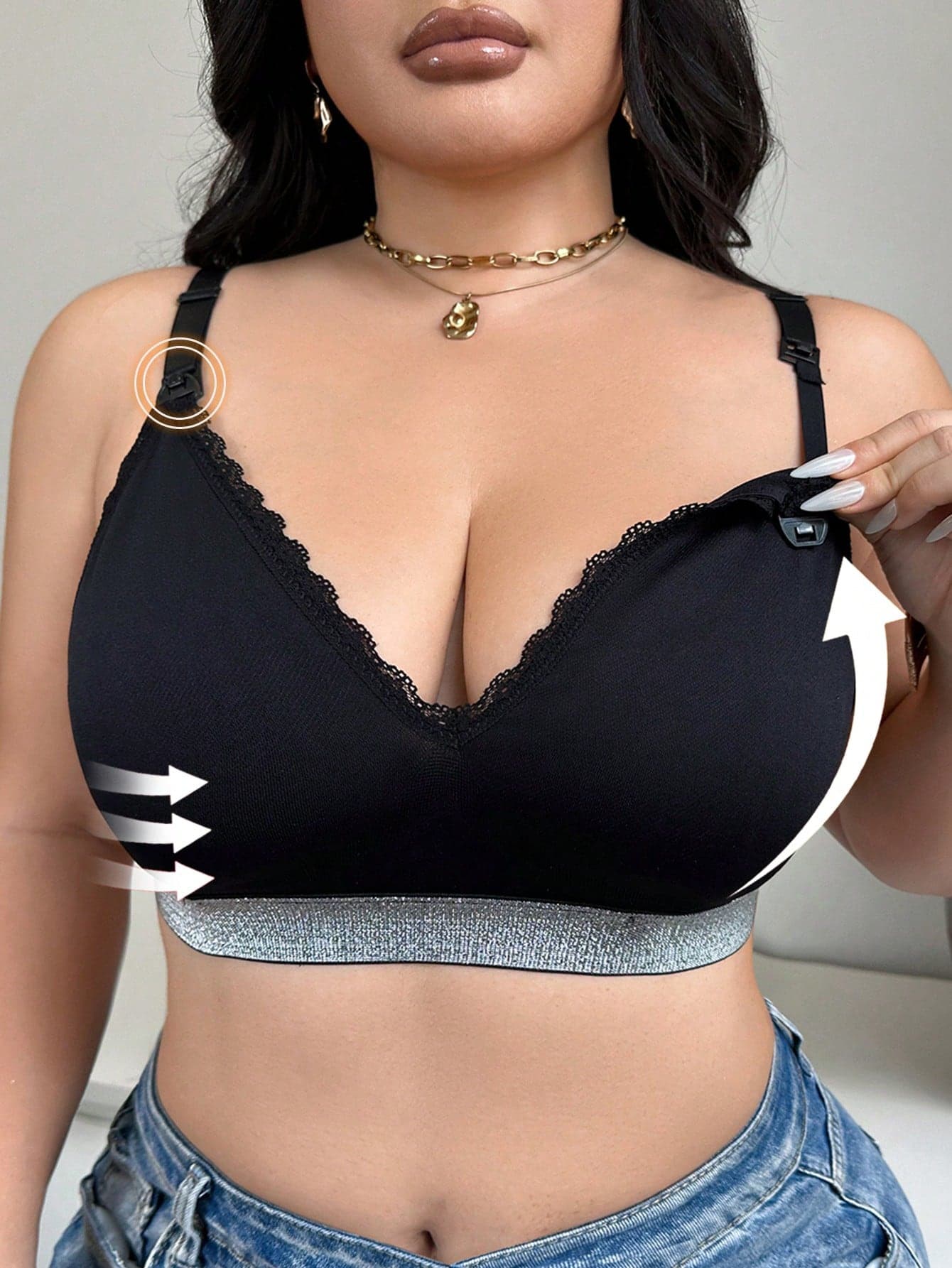 SHEIN Women's 2026 Seamless High-Quality Comfortable Glitter Maternity Plus Size Nursing Bra 1pc