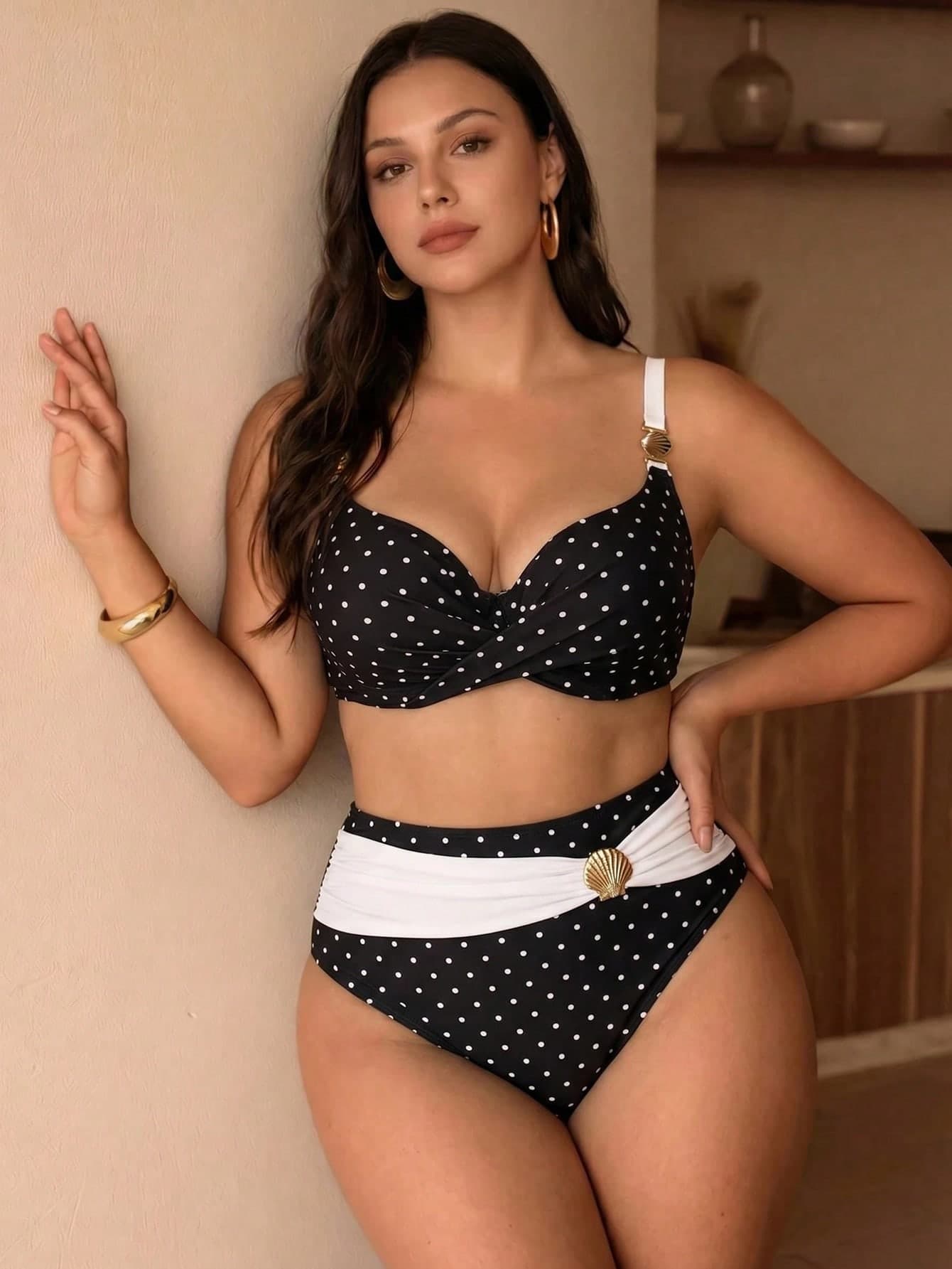 Swim Chiccia 2026 New Plus Size French Sexy Luxury Vacation Style Underwire Push-Up Non-Removable Cup High Waist Tummy Control Shaping Slimming Bikini Swimsuit