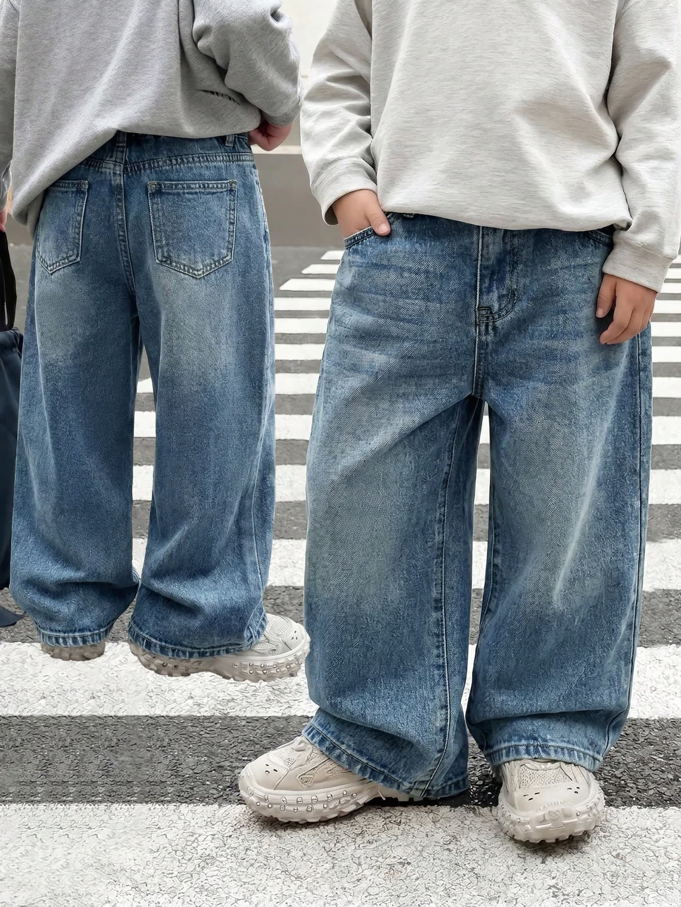 SHEIN Young Boy Casual Washed Loose Denim Long Pants
