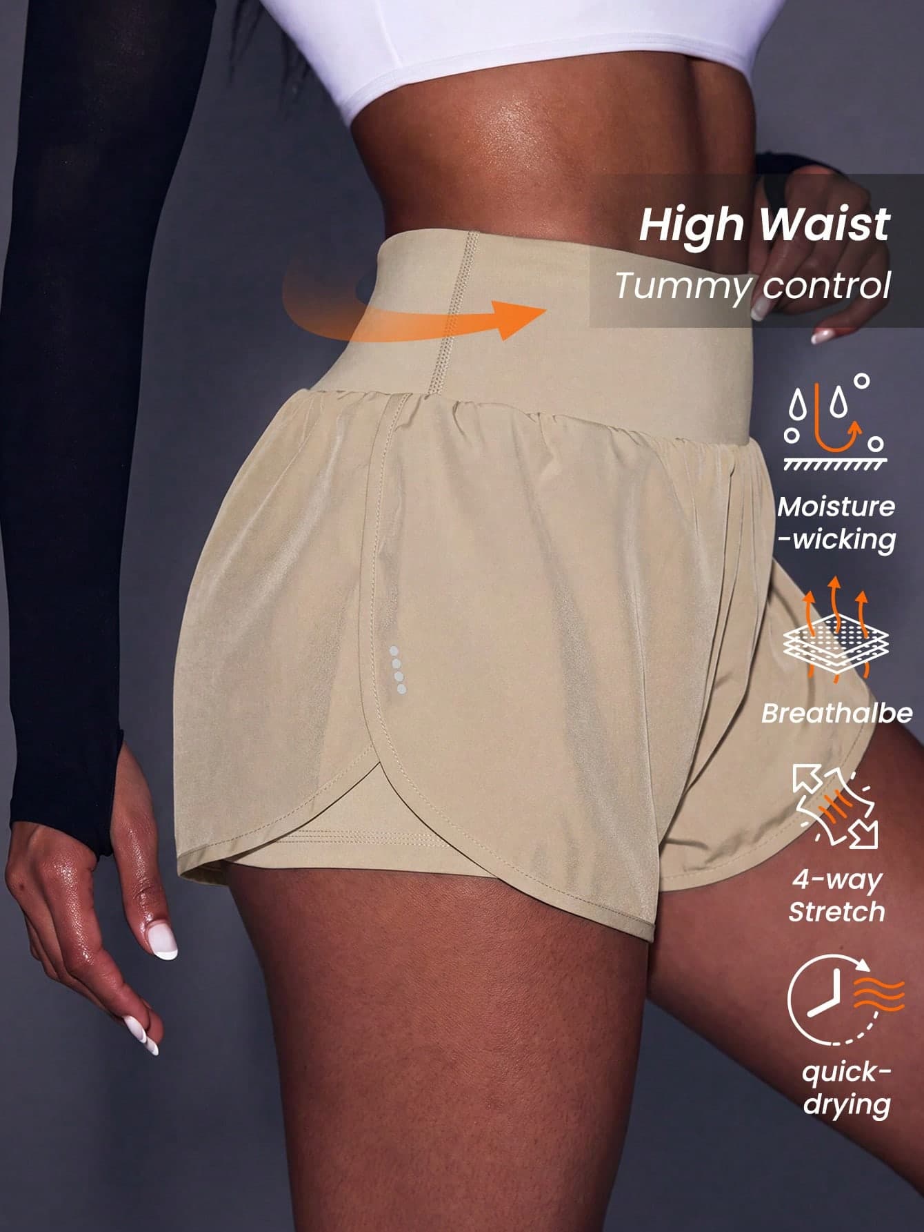 Powerista Women's High Waist Everyday Fitness Double-Layer Sports Shorts For Daily Fitness & Gym, Everyday Wear  For Daily Fitness & Gym, Everyday Wear Casual Airport Back To School Winter Elegant Spring Summer Running Yoga Pitalles Indoor Outdoor Activie Casual Capsule Wardrobe Everyday Oversized Tee Airport Back To School Winter Elegant Summer All Season