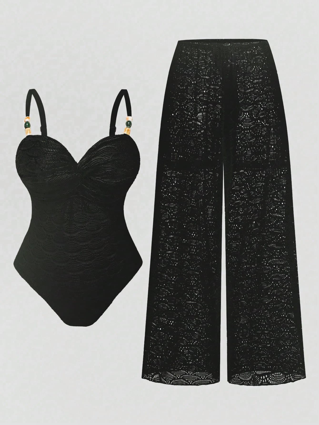 Swim Oasis Plus Size Women's Vacation Twist Design Camisole One-Piece Swimsuit With Cover-Up Pants