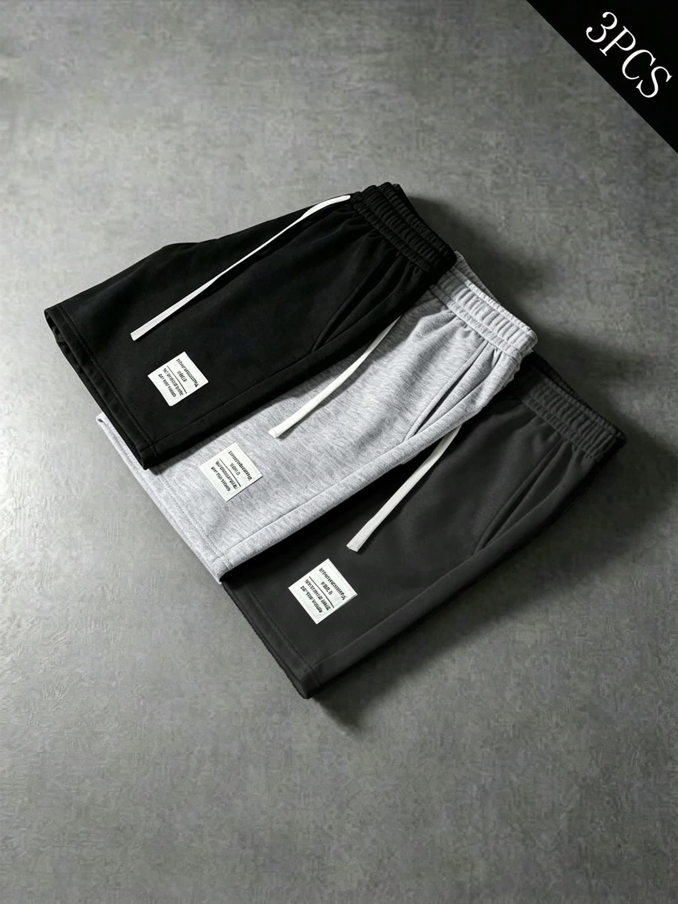 Manfinity Hypemode 3pcs Men's Casual Sports & Daily Wear Letter Patched Drawstring Waist Loose Shorts, Versatile For Summer