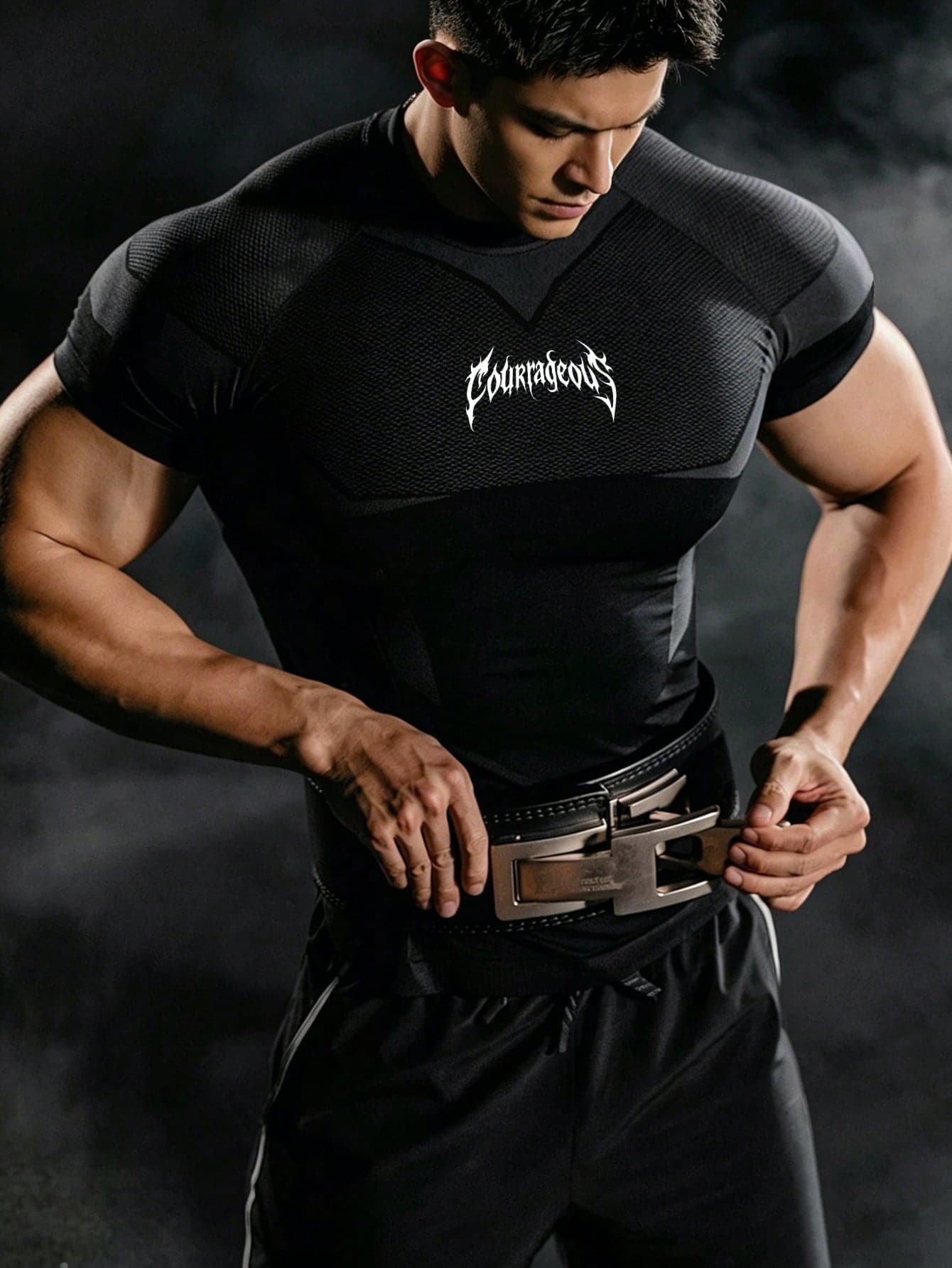 GymBeat Men's Letter Print Raglan Short Sleeve Casual Fitness Sports T-Shirt, Gym