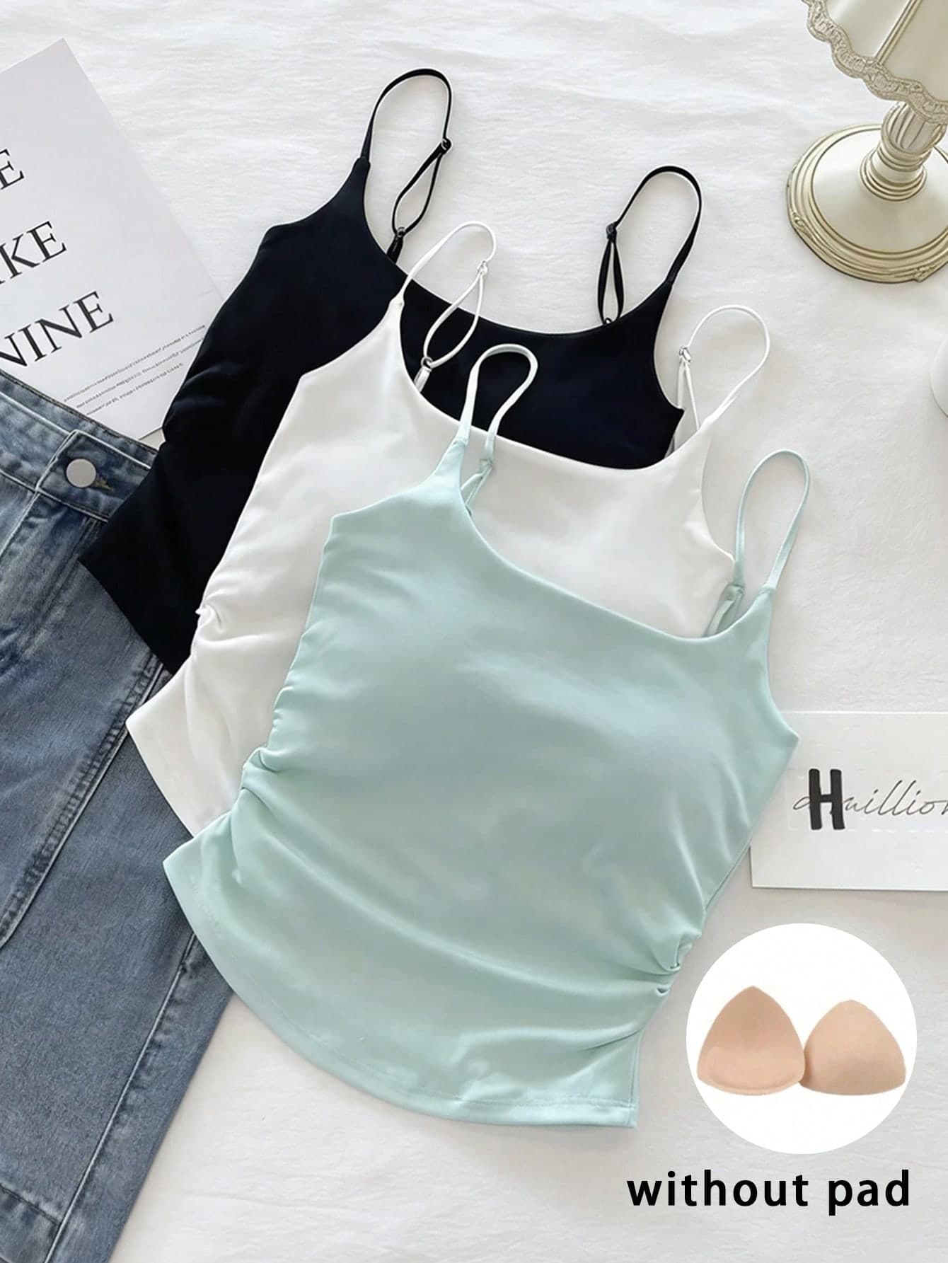 Resyla Plus Size Women's Solid Color Ruched Fitted Versatile Everyday Outing Camisole Tank Top