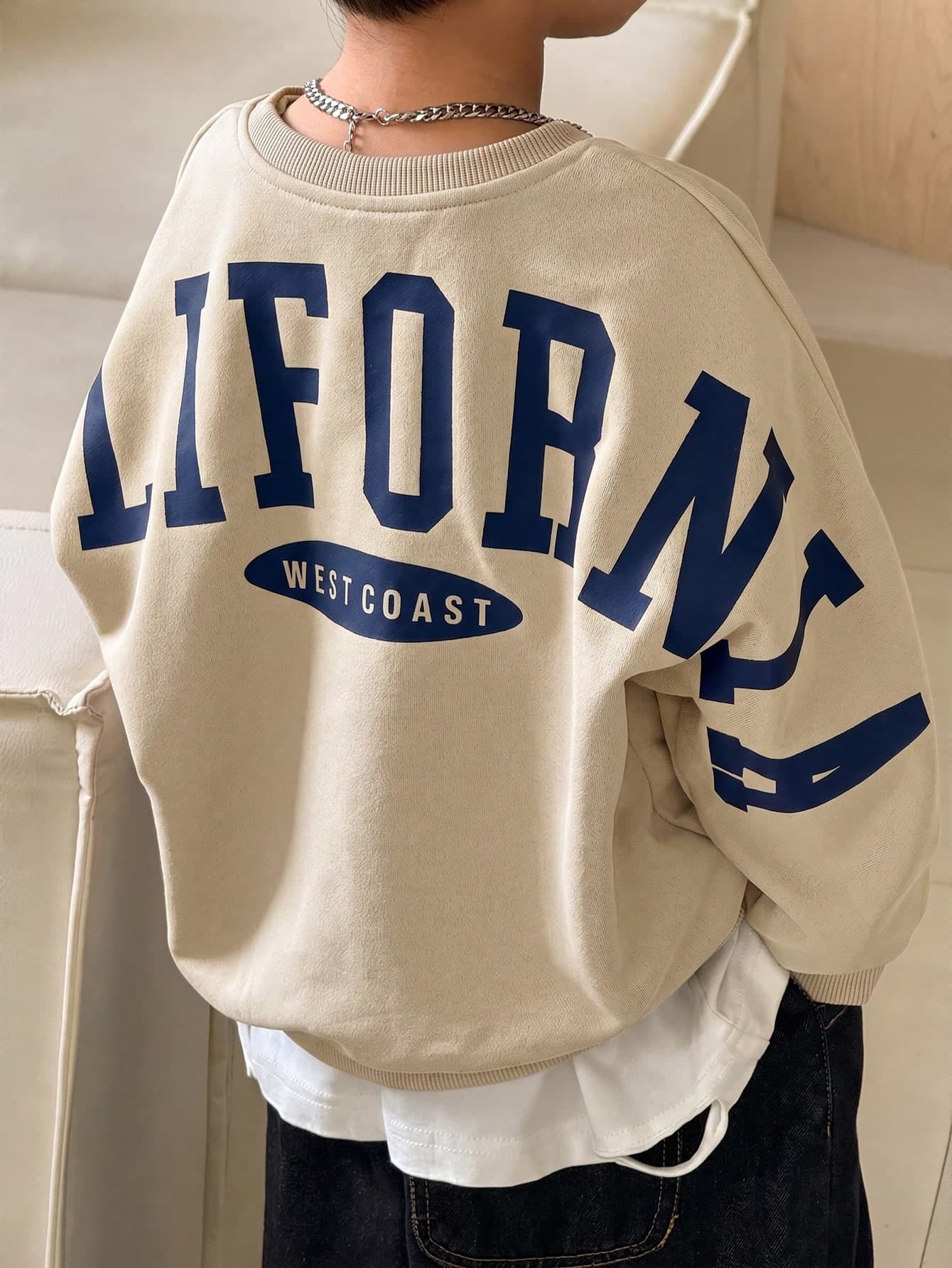 SHEIN 1pc Young Boys Casual College Style Comfortable Fashion Minimalist Streetwear Loose Fit Practical Versatile Back Large Letter Graphic Comfortable Thick Sweatshirt Suitable For Daily Wear, School, Travel, Sports, Autumn/Winter