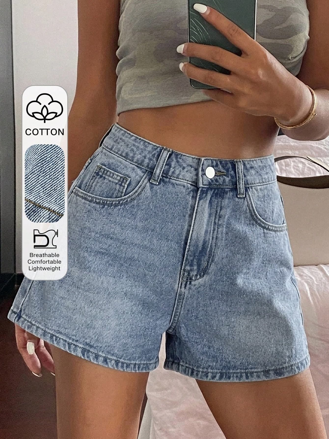 DAZY Women's Loose Casual White Denim Shorts, Summer New Arrival