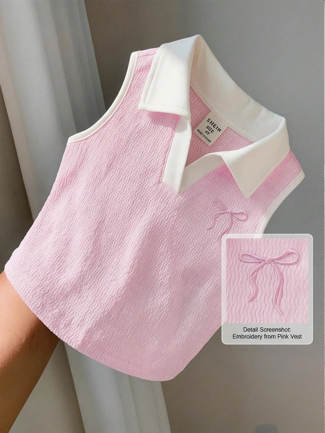 SHEIN Pink Summer Back-To-School [Random 6 Piece,Send 1 Piece] Surprise Box Young Girl Floral Pleated Casual Camisole Kids Knitted Top Polo Tank