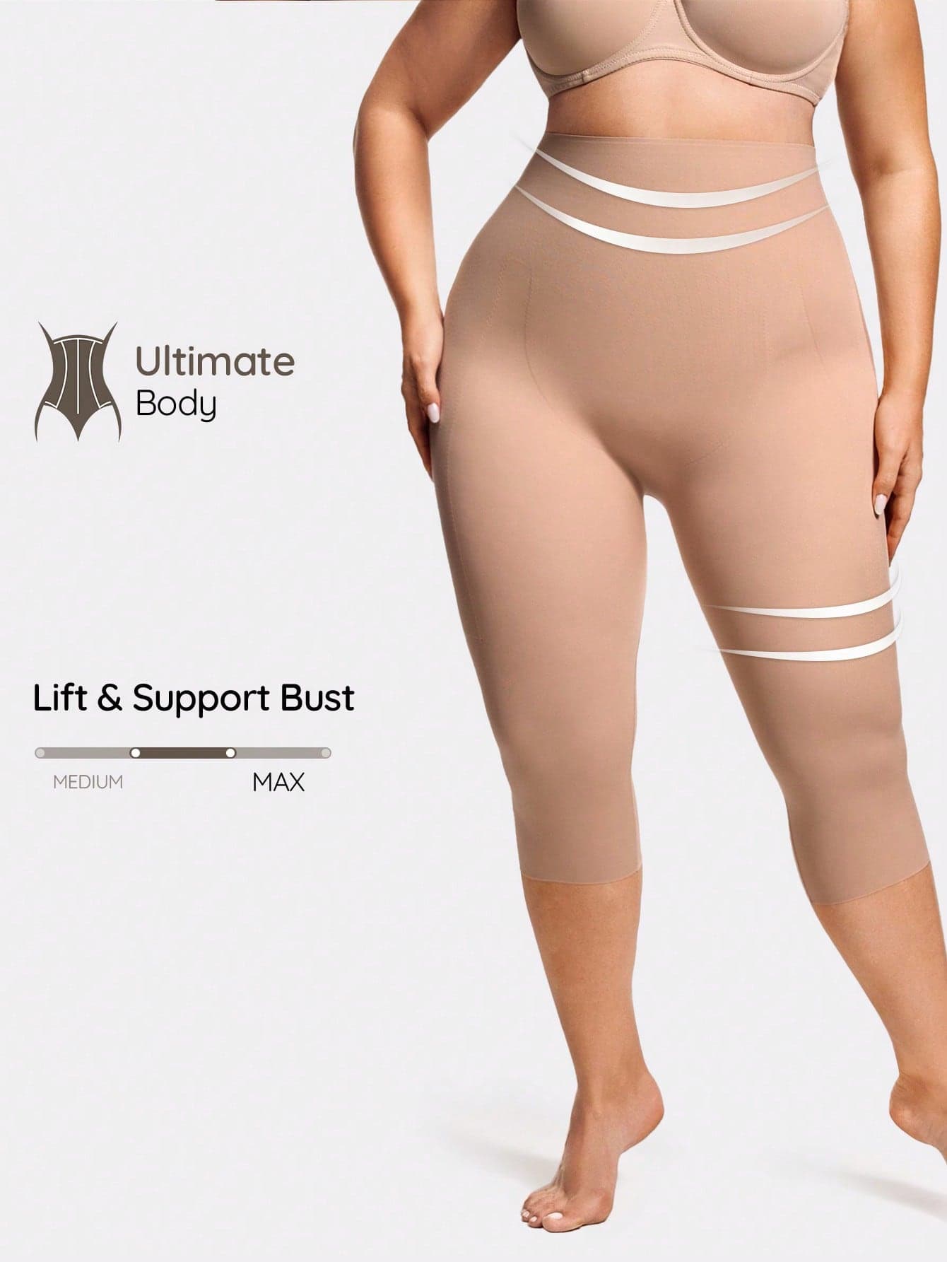 SHAPORA Plus Size Women High Waist Casual 3/4 Length Shapewear Pants