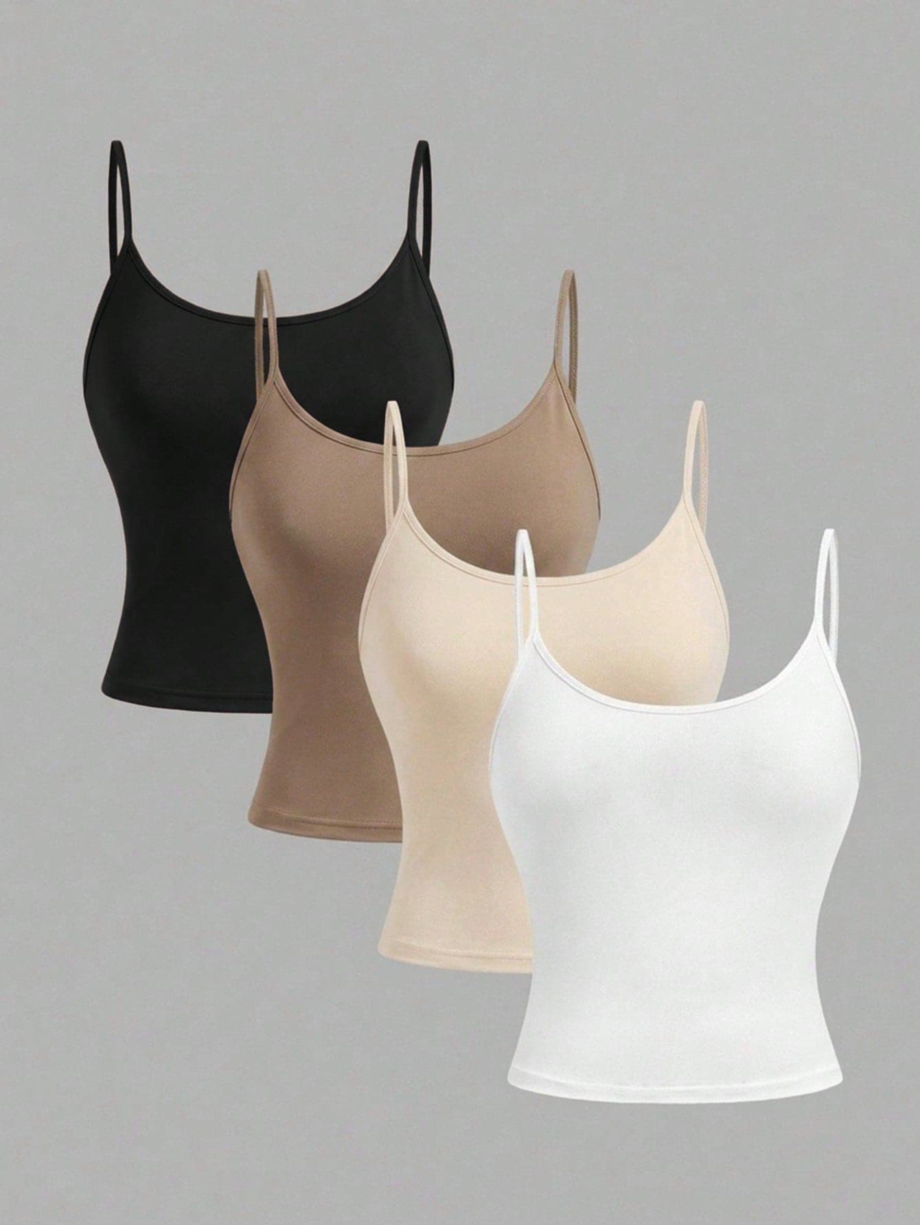 Girlism Teen Girls 4pcs Women's Fitted Cropped Casual Tank Tops, Suitable For Spring, Summer, Autumn And Winter