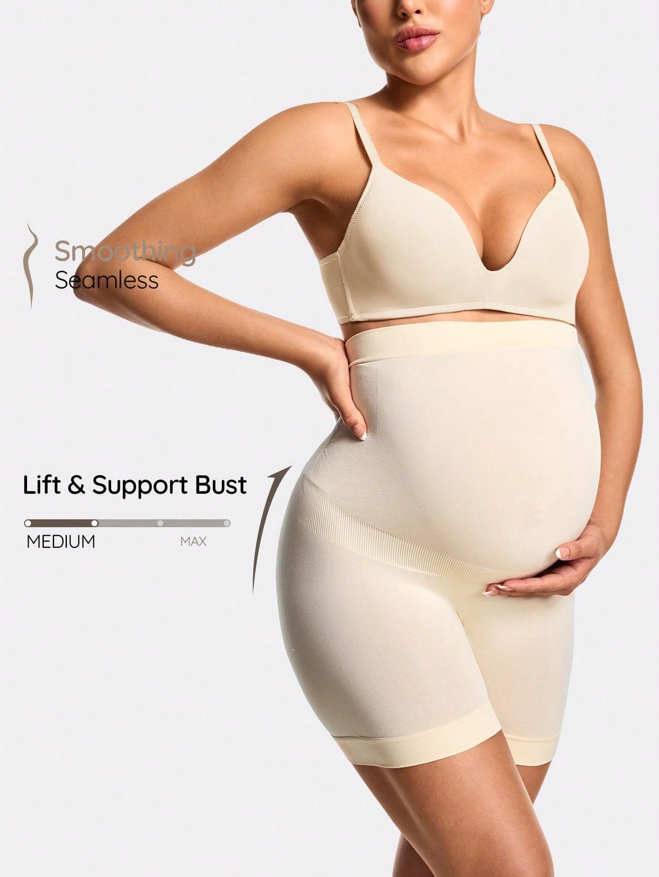 SHAPORA Maternity Plain High Waist Casual Shaping Shorts