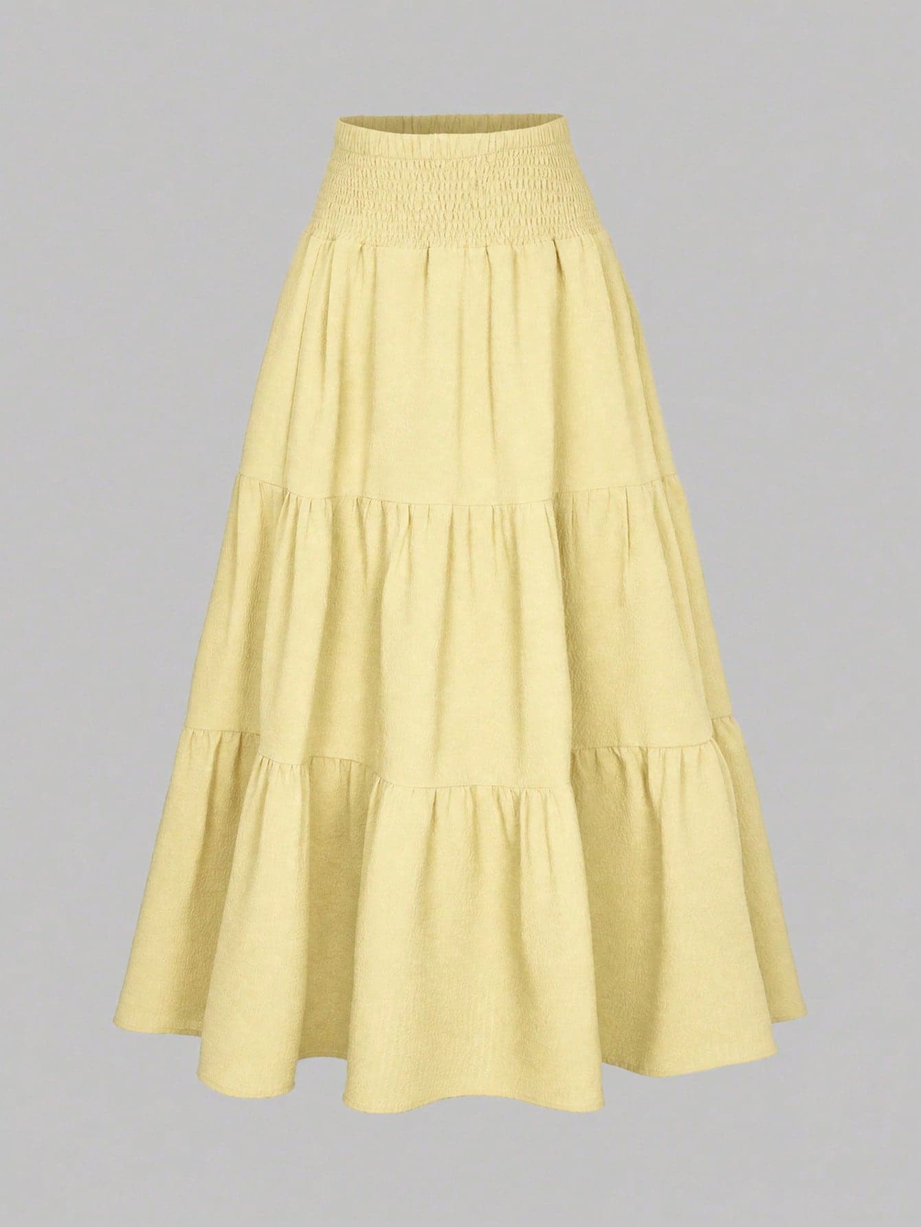 Girlism Teen Girl Yellow,Ruffle Skirt Boho Long Skirt Break Paperbag Waist Frill Trim Ruffle Hem Skirt Beach Autumn