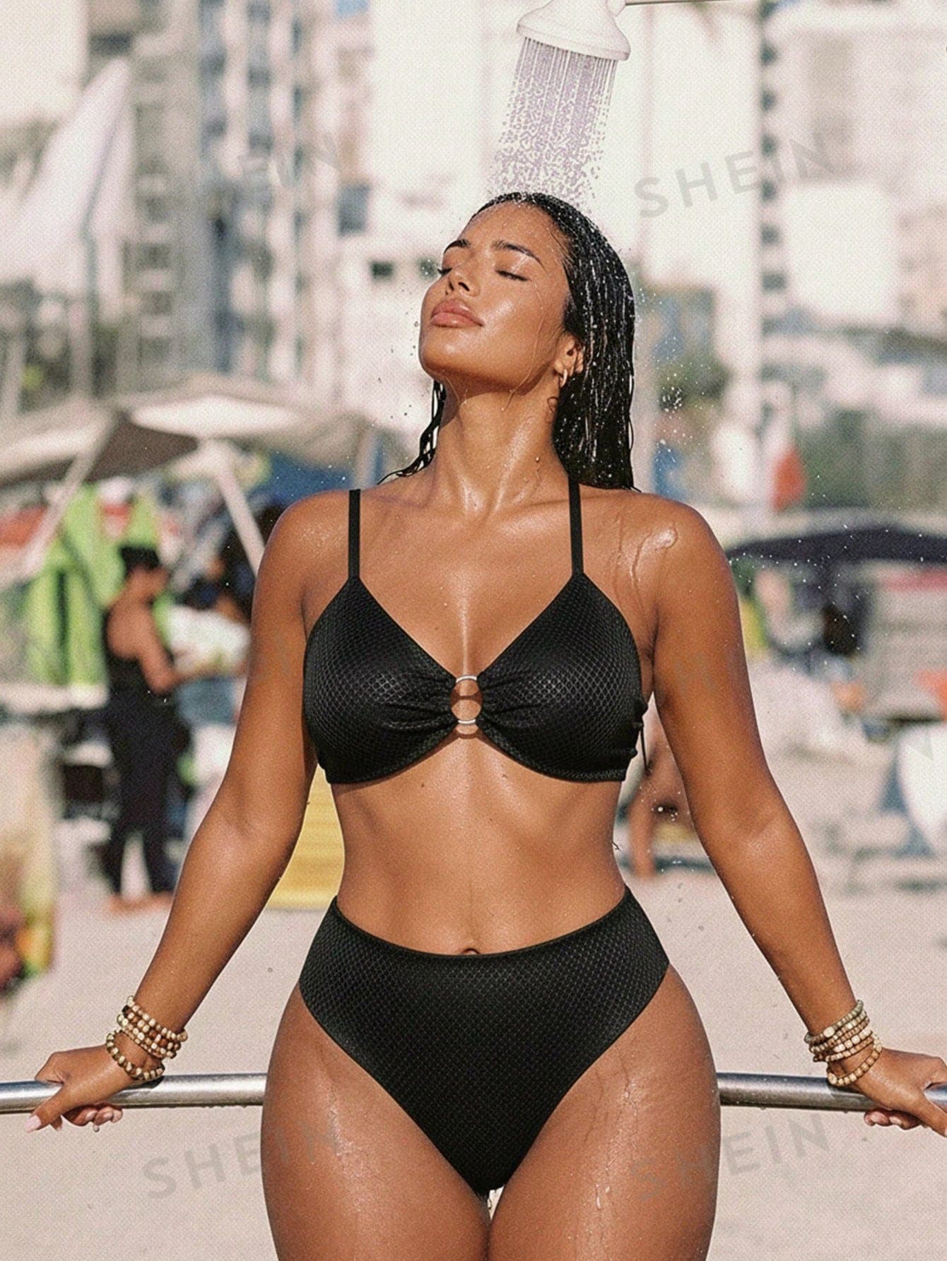Swim Vcay Plus Size Women's Summer Beach Vacation Ring Decor Bikini Set