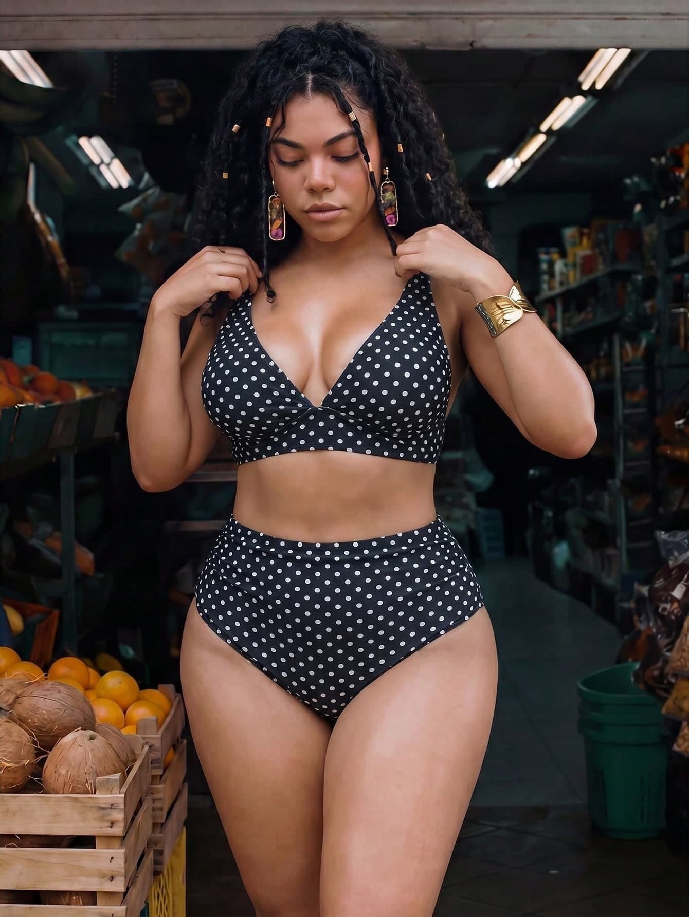 Swim Mod 2026 New Summer Plus Size Women 2-Piece Random Print High Waist Triangle Bikini Ruched Casual Sexy Swimsuit Set Beach Vacation