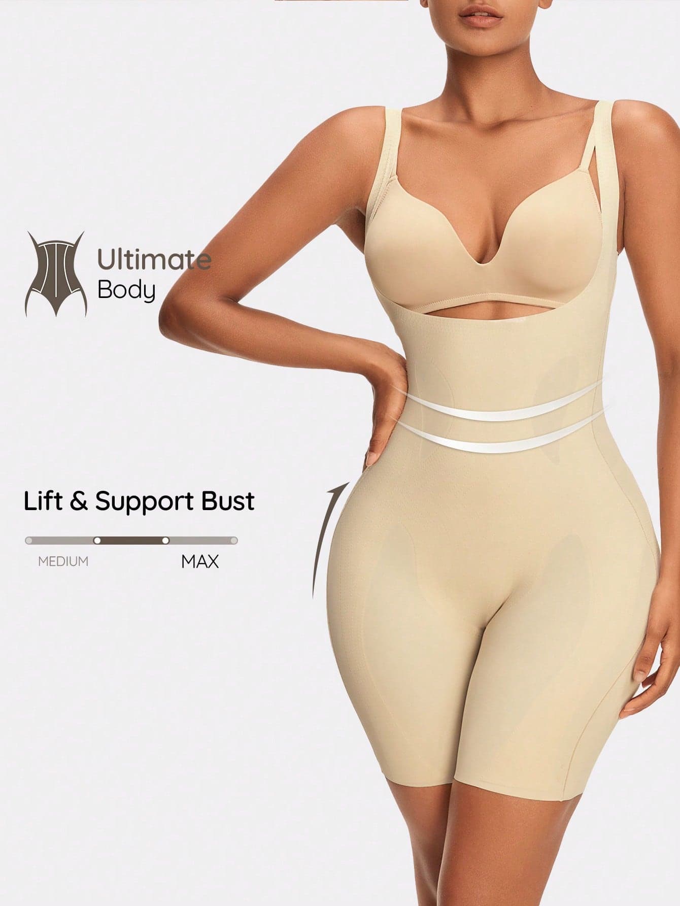 SHAPORA Women's Solid Color Bodysuit Shapewear