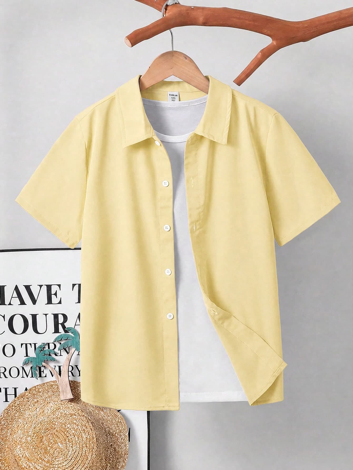 SHEIN Boys Casual Comfortable Short Sleeve Colorblock Shirt