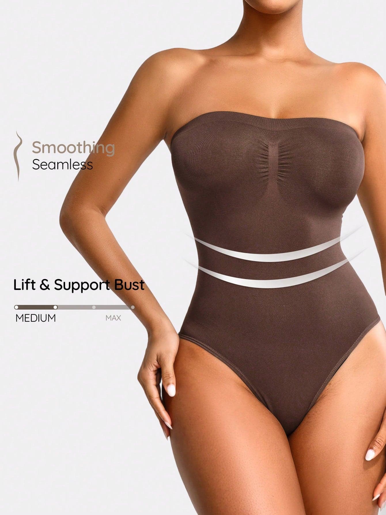 SHAPORA Women's Solid Color Pleated Bodysuit Shaping Undergarment