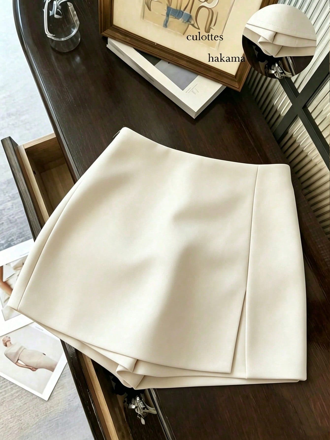 SHEIN Tall Women's Solid Color Side Slit Hem Elegant Skorts, Tall Women