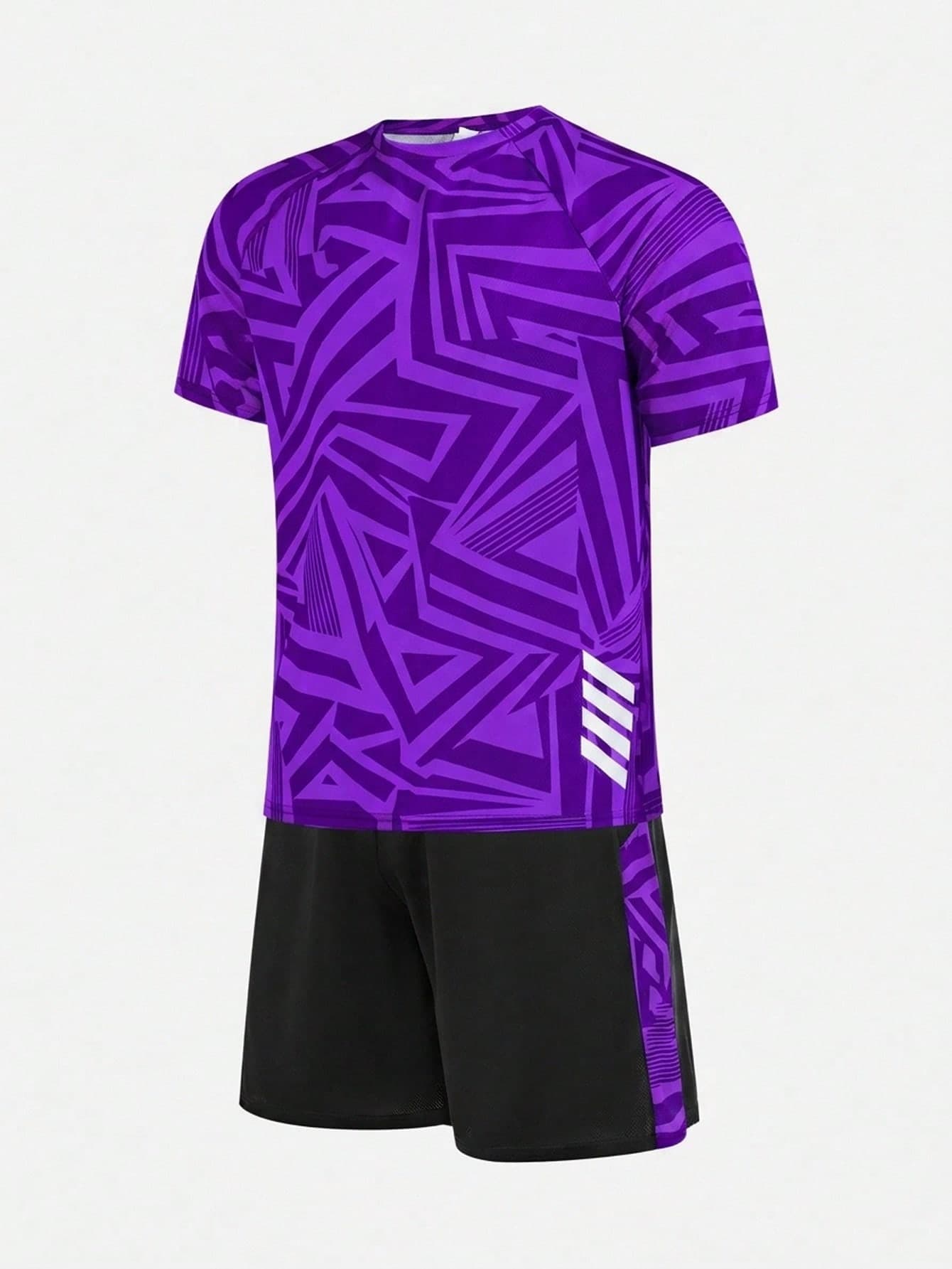 SHEIN 2pcs/Set Teen Boys Casual Short Sleeve & Shorts Set, Sports Outfit, Streetwear Punk Rock Preppy Style For Daily Wear, Outings, Parties, Music Festivals, Suitable For Spring And Summer, Boys Tween Clothes