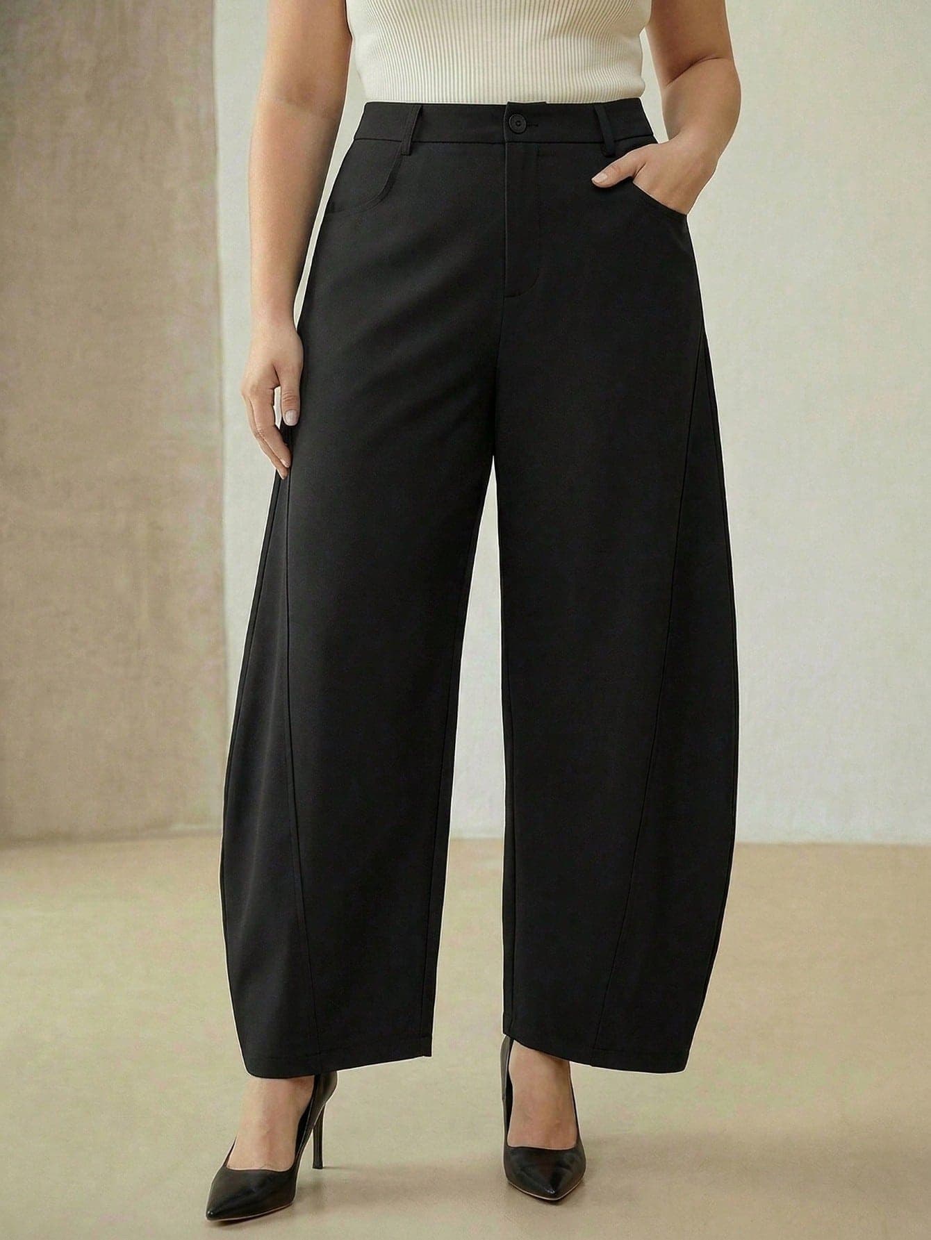 MOTF PREMIUM PLUS SIZE WOMEN'S SPRING/SUMMER VERSATILE CURVED LEG PANTS, FLATTERING TROUSERS