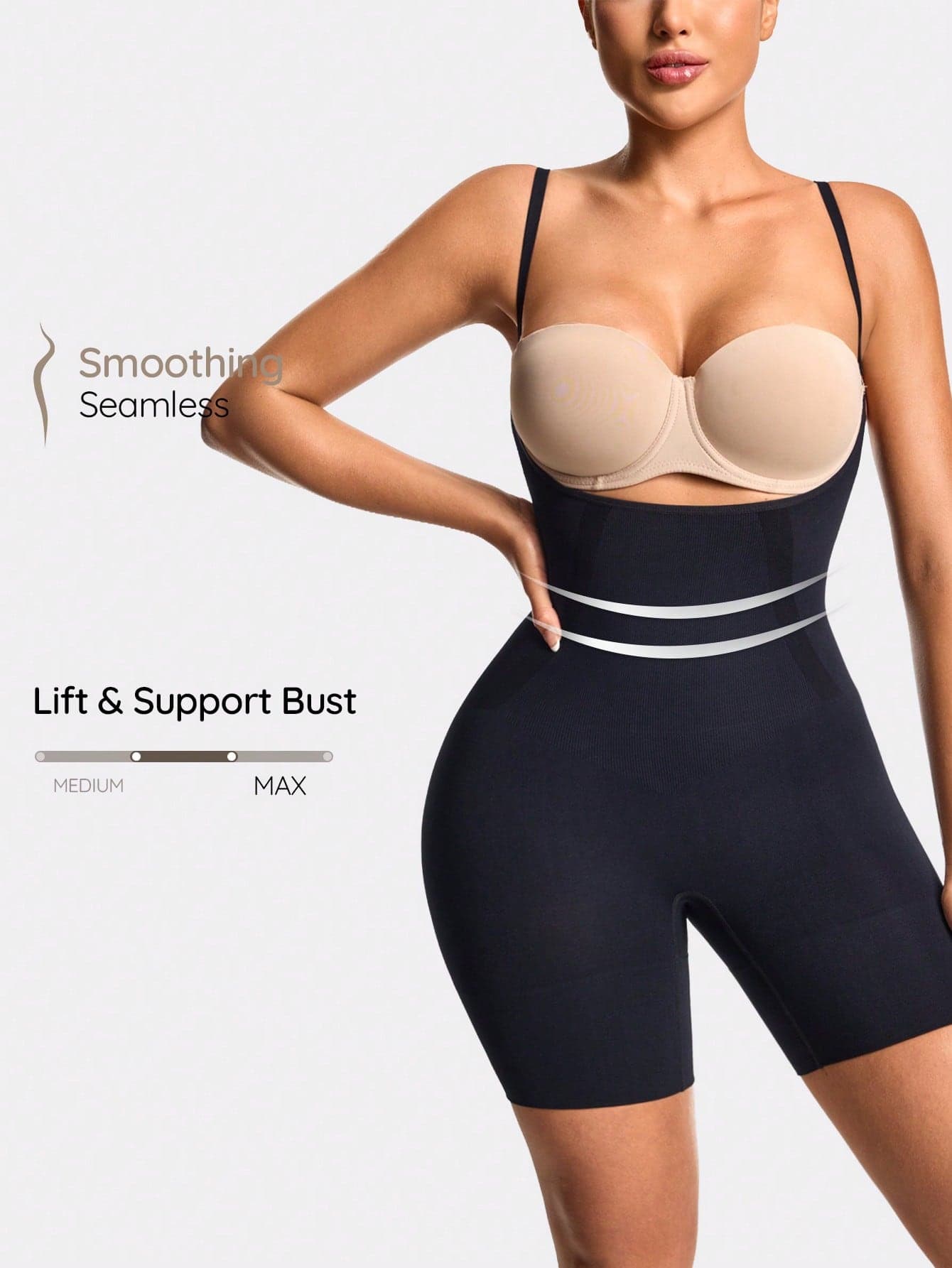 SHAPORA Solid Color Spaghetti Strap Backless Tight Fitting Sleeveless Bodysuit
