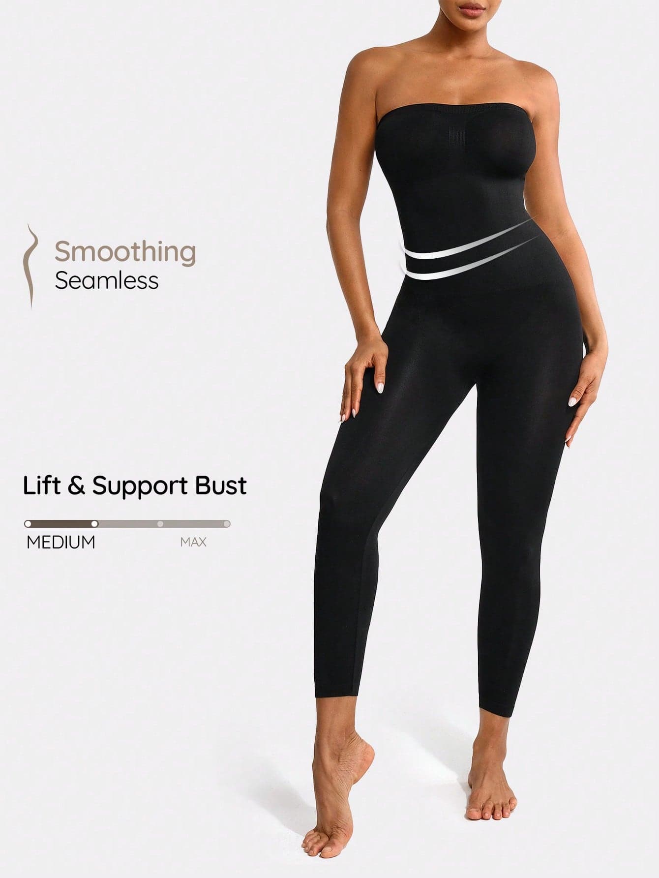 SHAPORA Women's Solid Color Strapless Slimming Jumpsuit