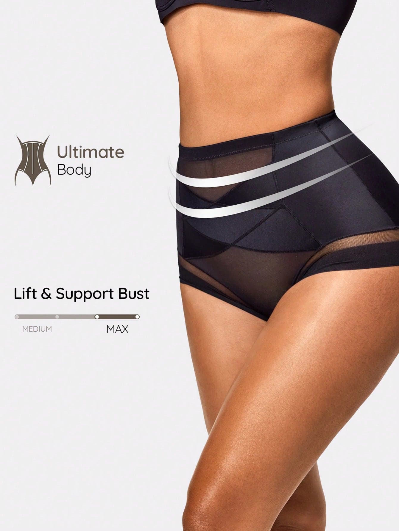 SHAPORA Shaping Mid-Waisted Shapewear Brief Bottom Body Shaper Butt Lifter-Tummy Waist Control