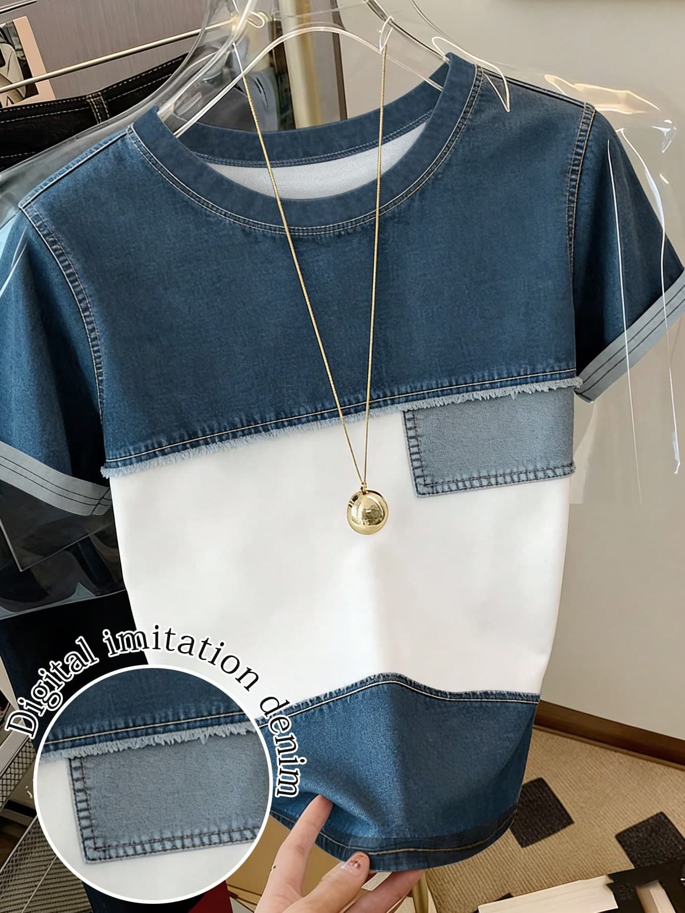 Resyla Plus Size Color Block Round Neck Short Sleeve Casual Summer T-Shirt