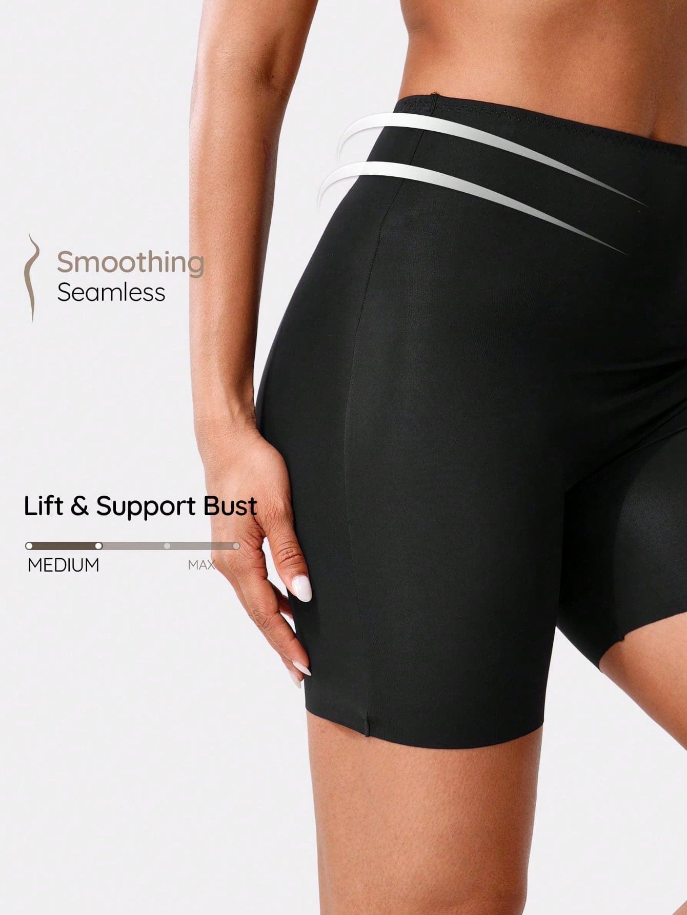 SHAPORA Solid Color Tummy Control Butt Lifter Shapewear Shorts
