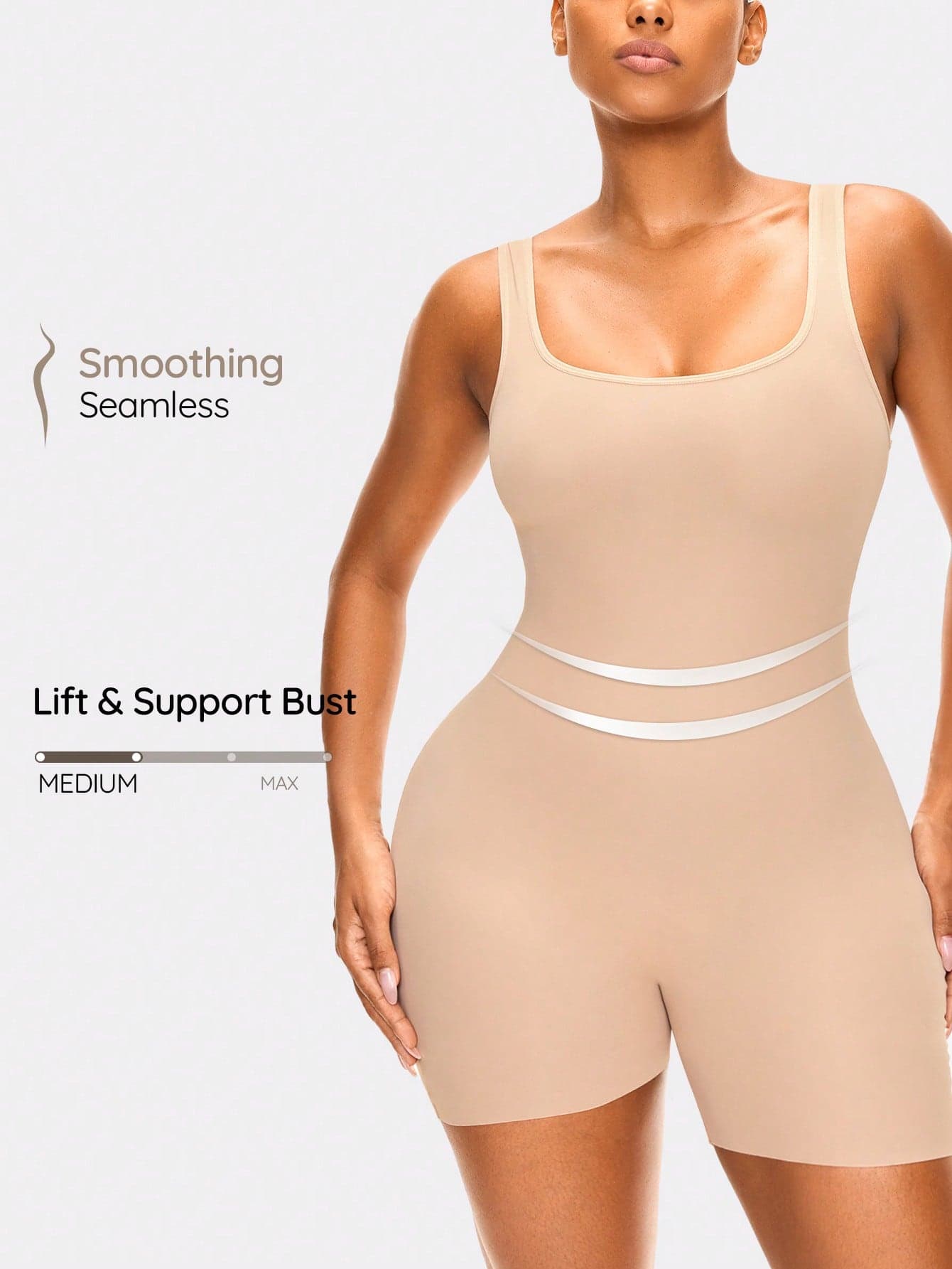 SHAPORA Shaping Mid Thigh Shapewear Bodysuit Body Shaper Bust&Butt Lifter-Tummy Waist Thigh Control