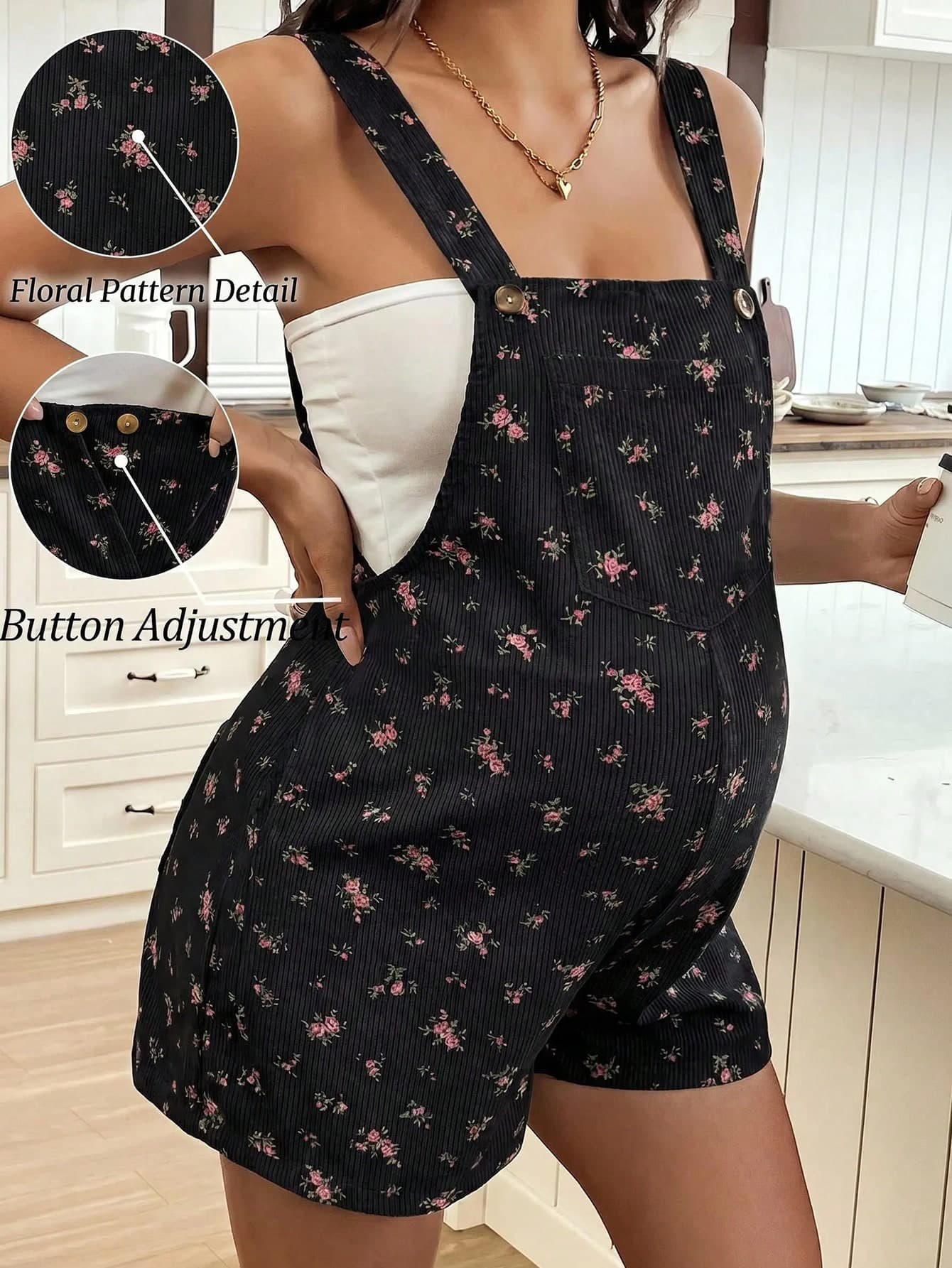 SHEIN Maternity All-Over Print Fashionable Style Overalls
