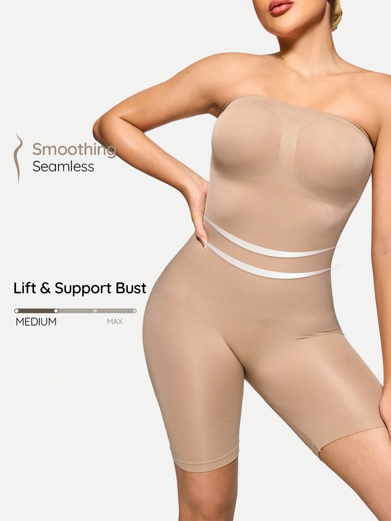 SHAPORA 1pc Women Solid Color Bandeau Jumpsuit With Shorts