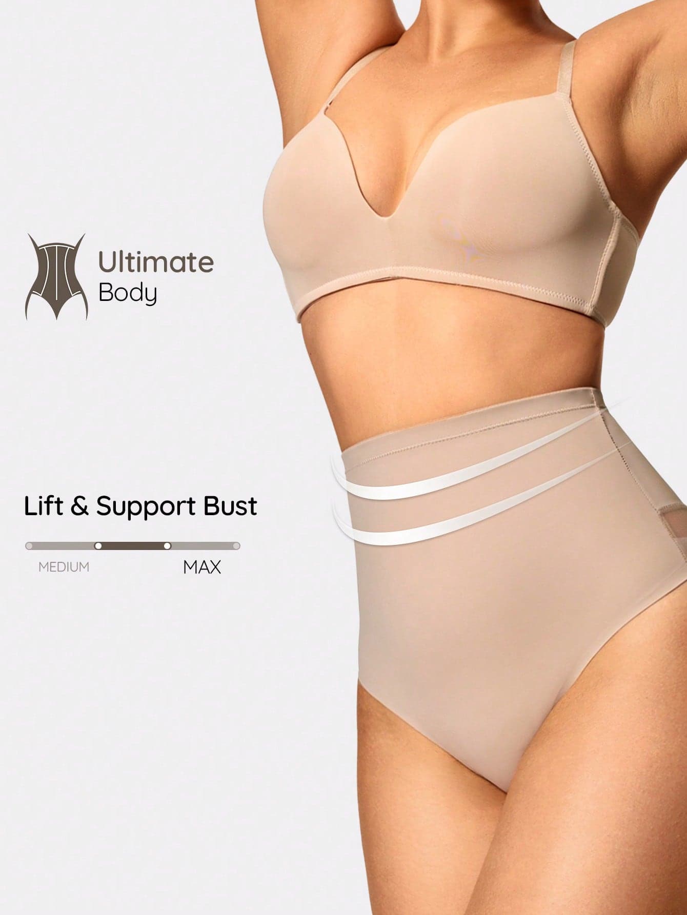 SHAPORA Women High Waist Solid Color Shapewear With Panty