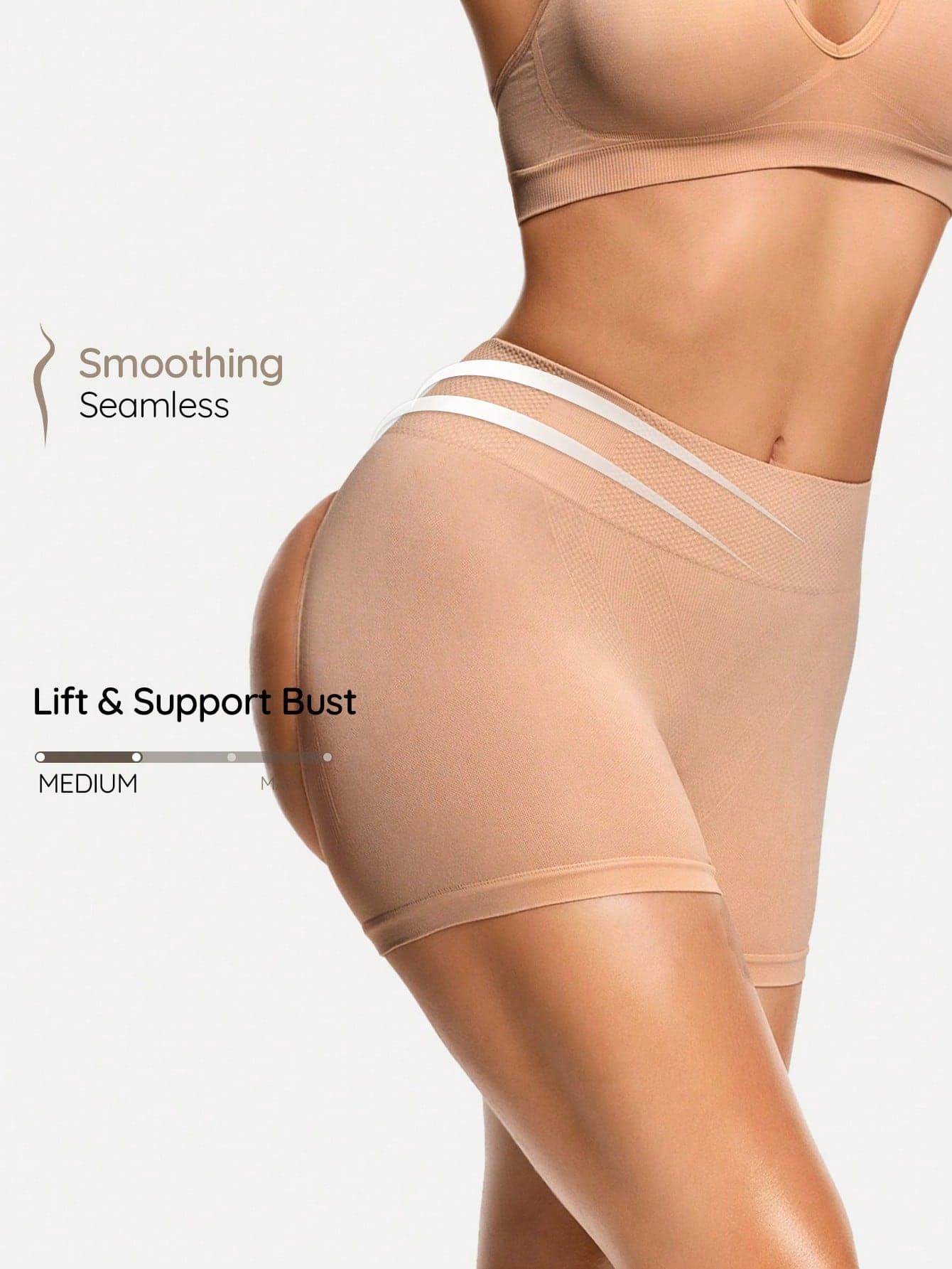 SHAPORA Women's Shapewear Bottoms, Solid Color With Cutout Back