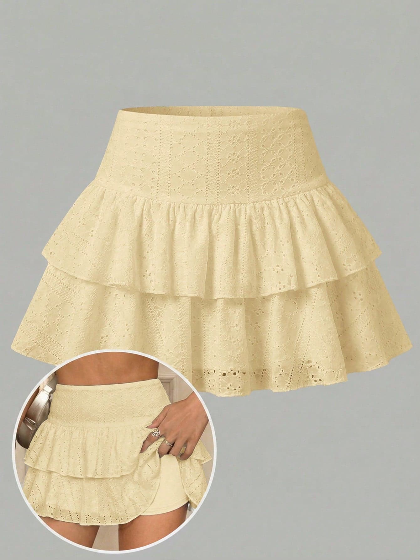 SHEIN Girlism Kids Teen Girl Solid Color Pleated Casual Cute Versatile Daily Wear Cake Skirt Pants Autumn
