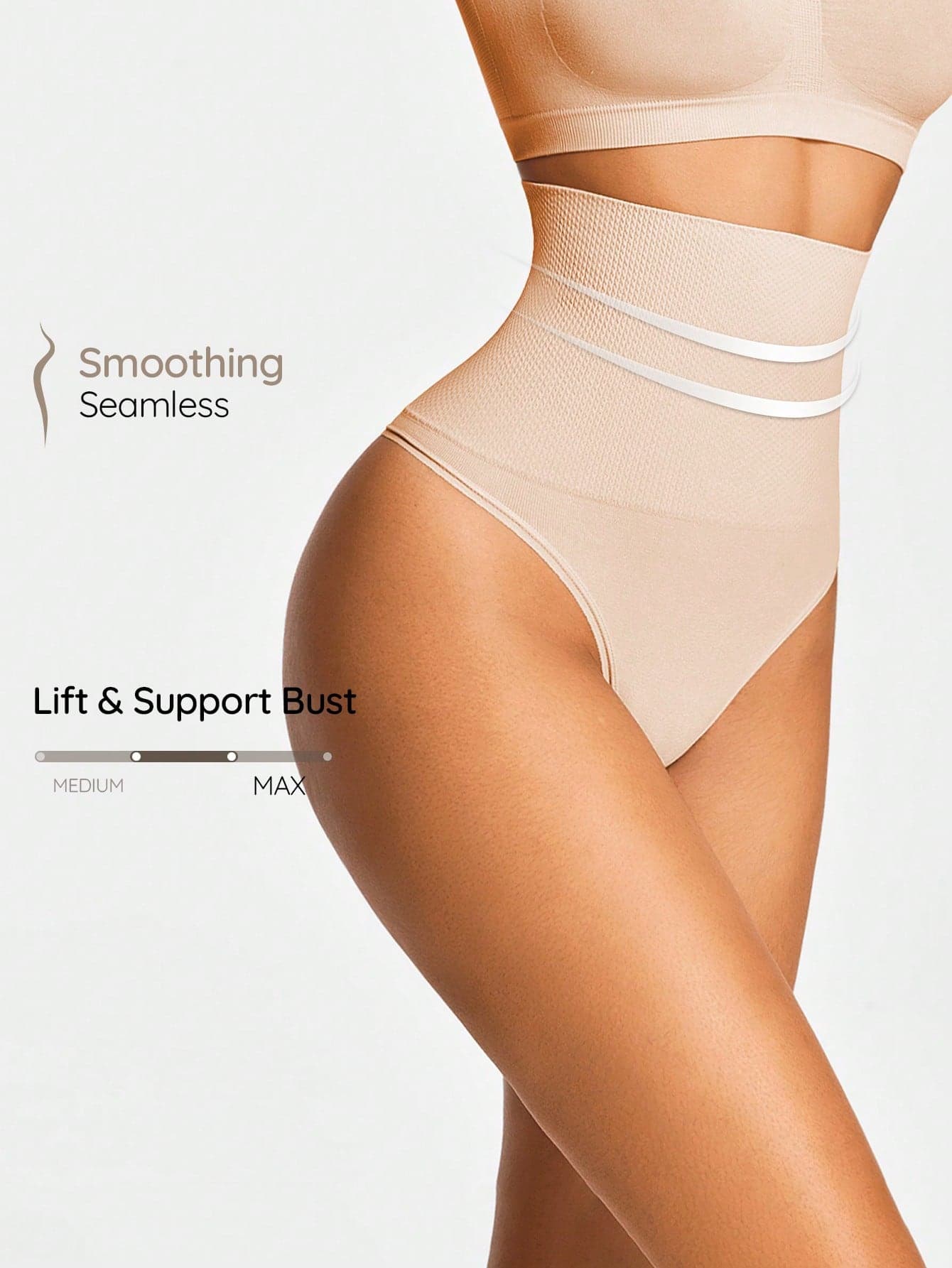 SHAPORA High-Waisted Side Button Shapewear Thong