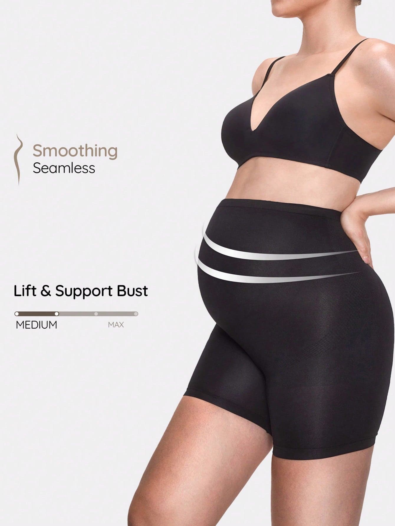 SHAPORA Seamless Maternity High Waisted Mid Thigh Short Pregnancy Shapewear Body Shaper Butt Lifter-Accommodate Growing Tummy&Waist