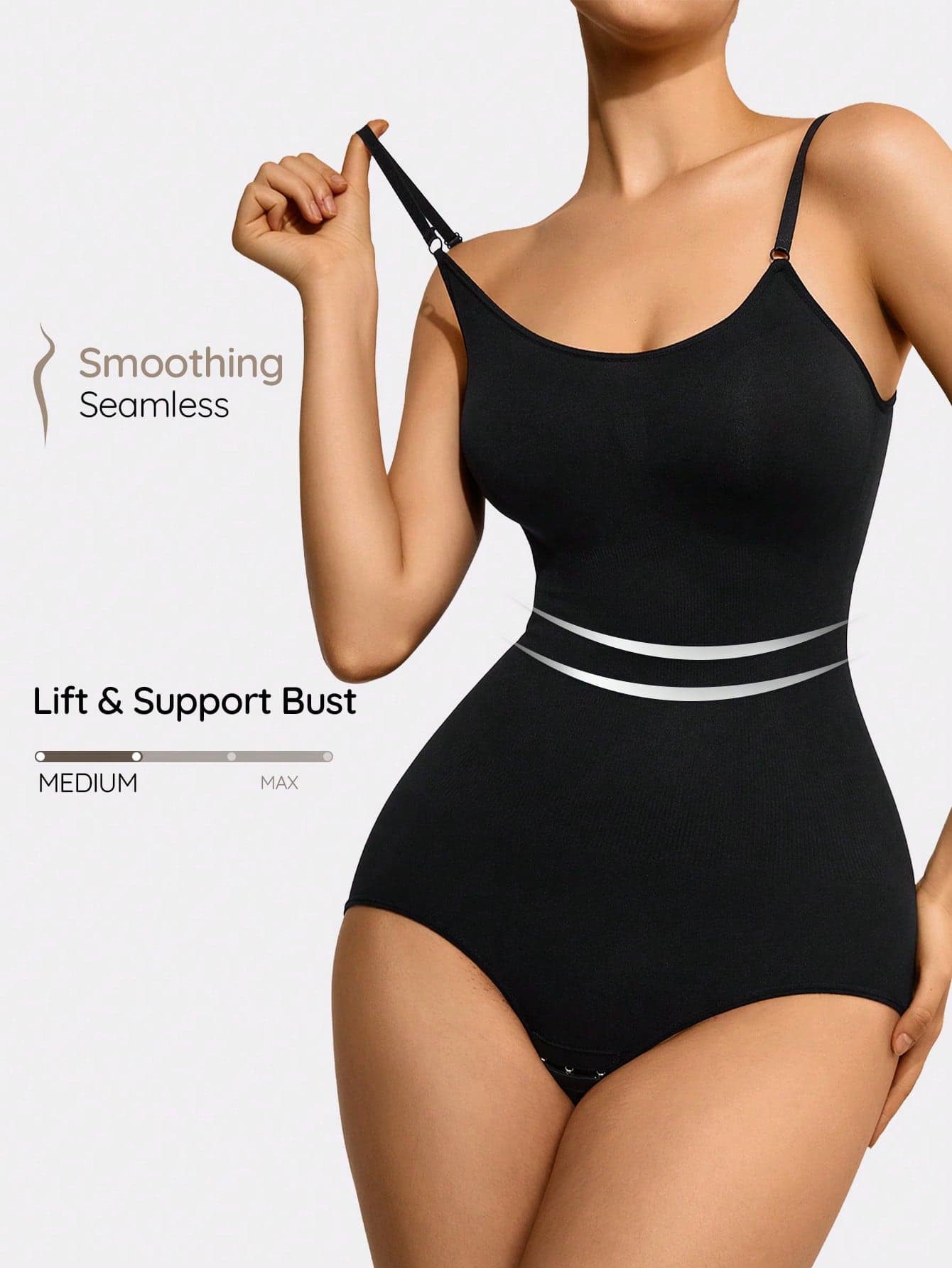 SHAPORA Women's Black Tummy Control Shapewear Bodysuit Slimming Backless Briefs