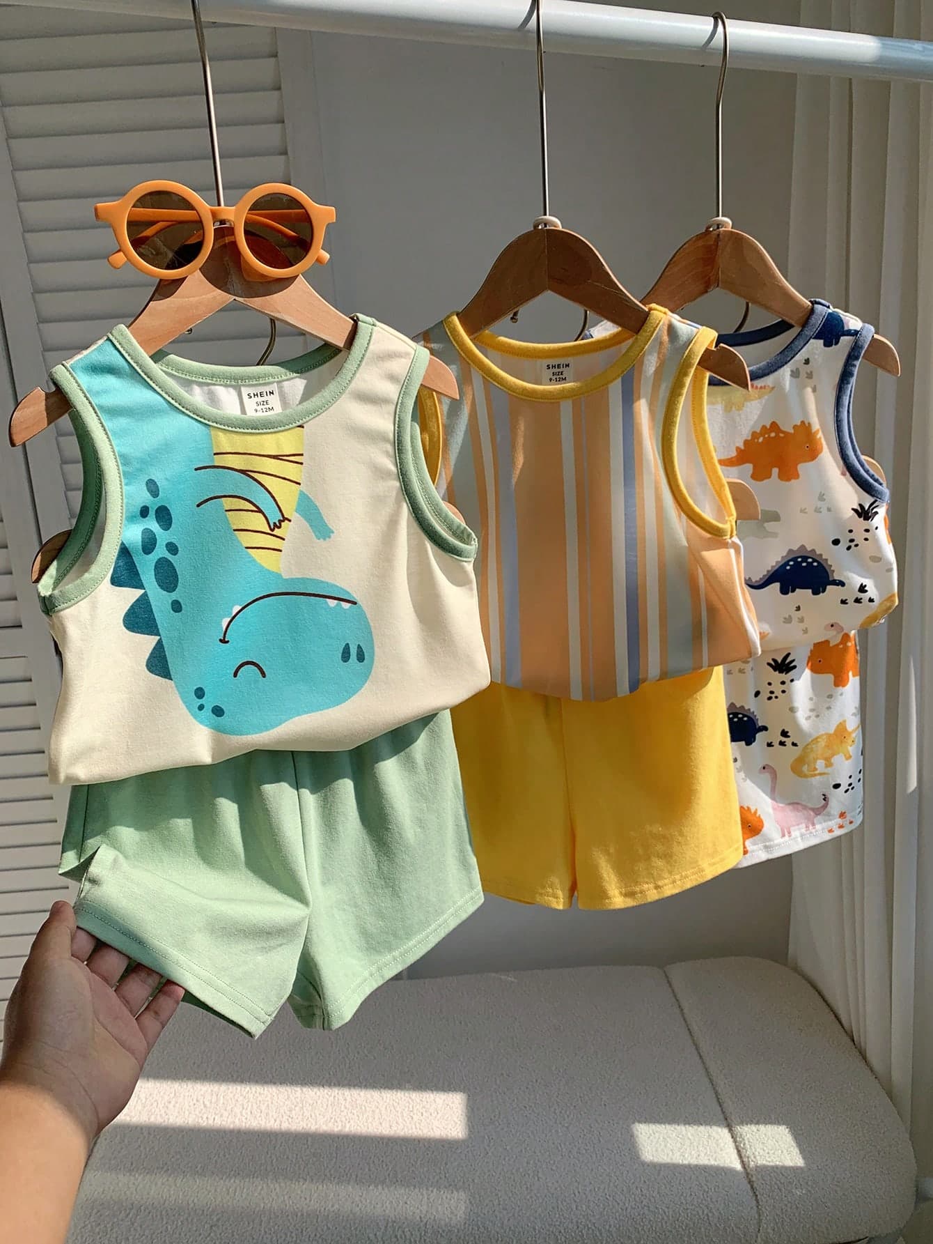 SHEIN Unisex Baby Boy/Girl Baby Boy 3pcs Sets Spring/Summer Casual Cute Pattern Color Top And Shorts Set, Baby Boy Outfit Sets, Baby Boy Summer Clothes